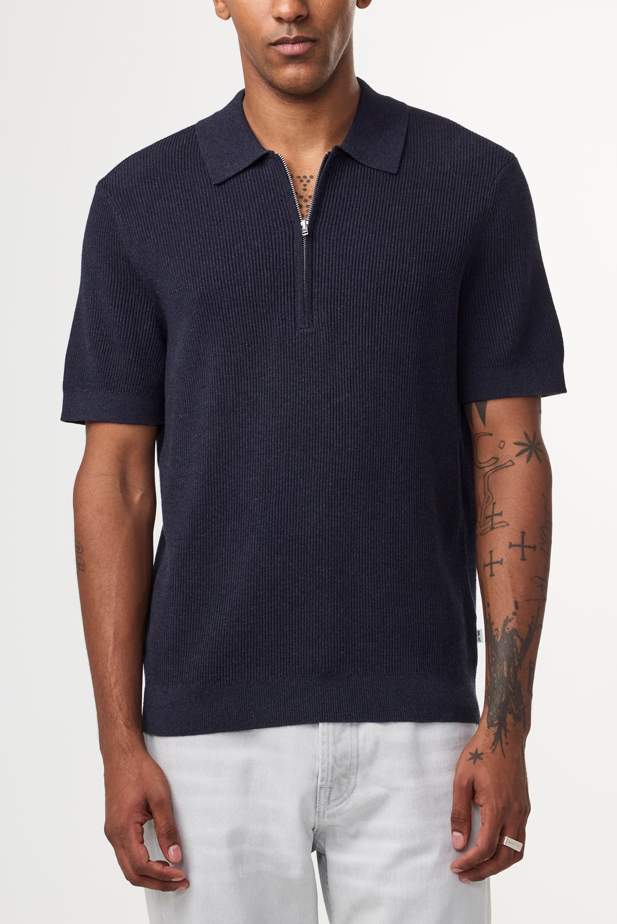 NN07 Hansie Zip Polo Ribbed Cotton