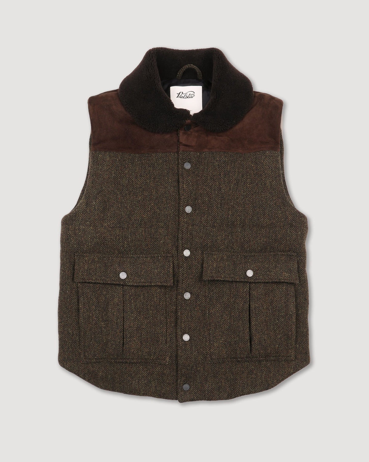 Valstar Alan Vest Virgin Wool Twill Suede And Shearling Details