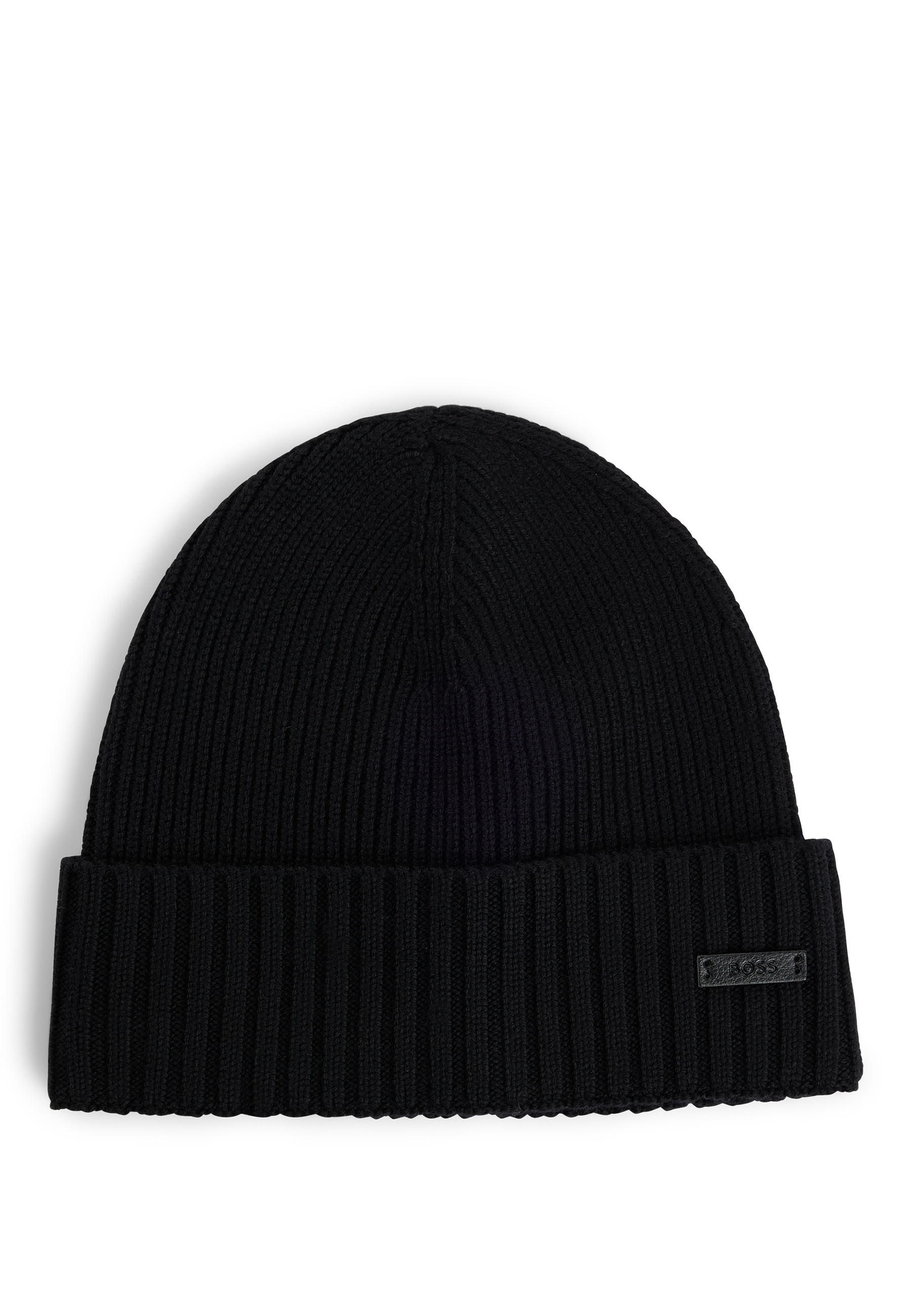 BOSS Ribbed Beanie Hat Pure Virgin Wool