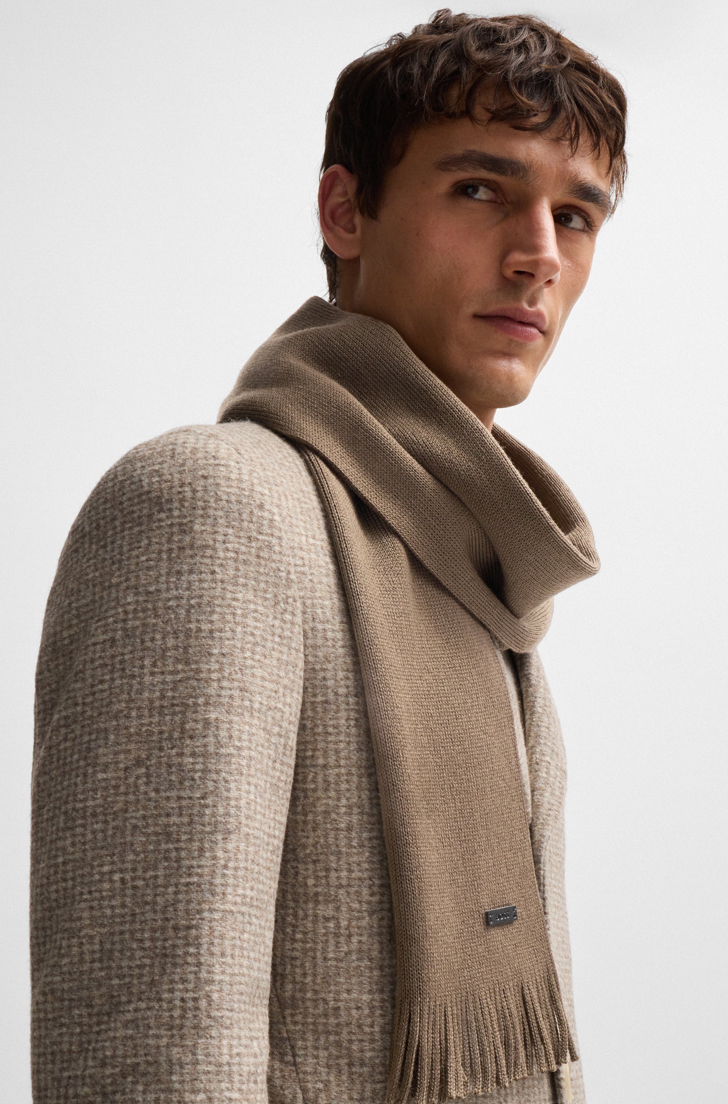 BOSS Knit Scarf Pure Merino Wool