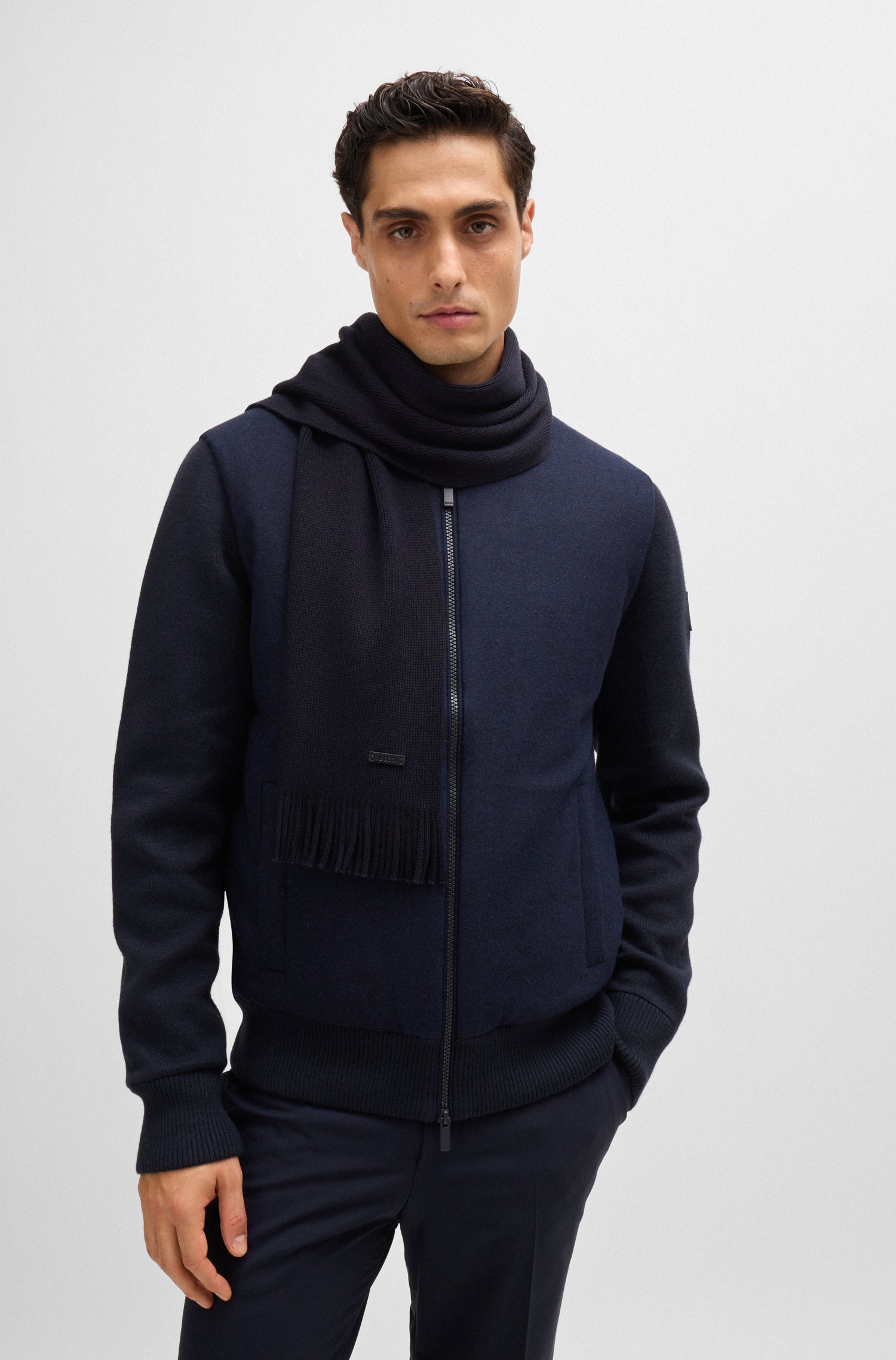 BOSS Knit Scarf Pure Merino Wool