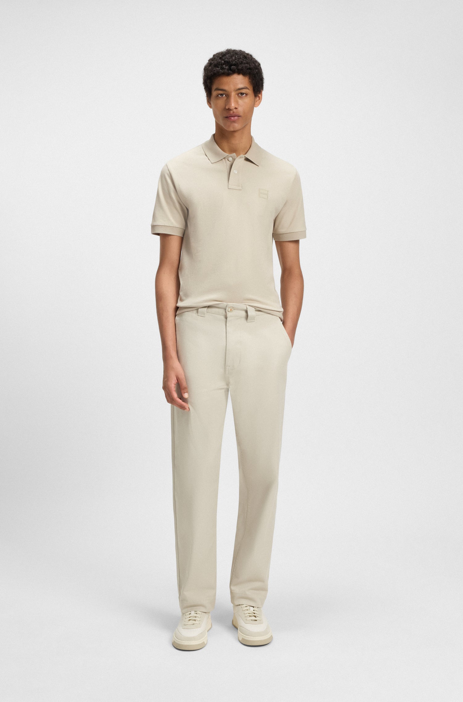 BOSS Polo Square Detail Logo Stretch Cotton