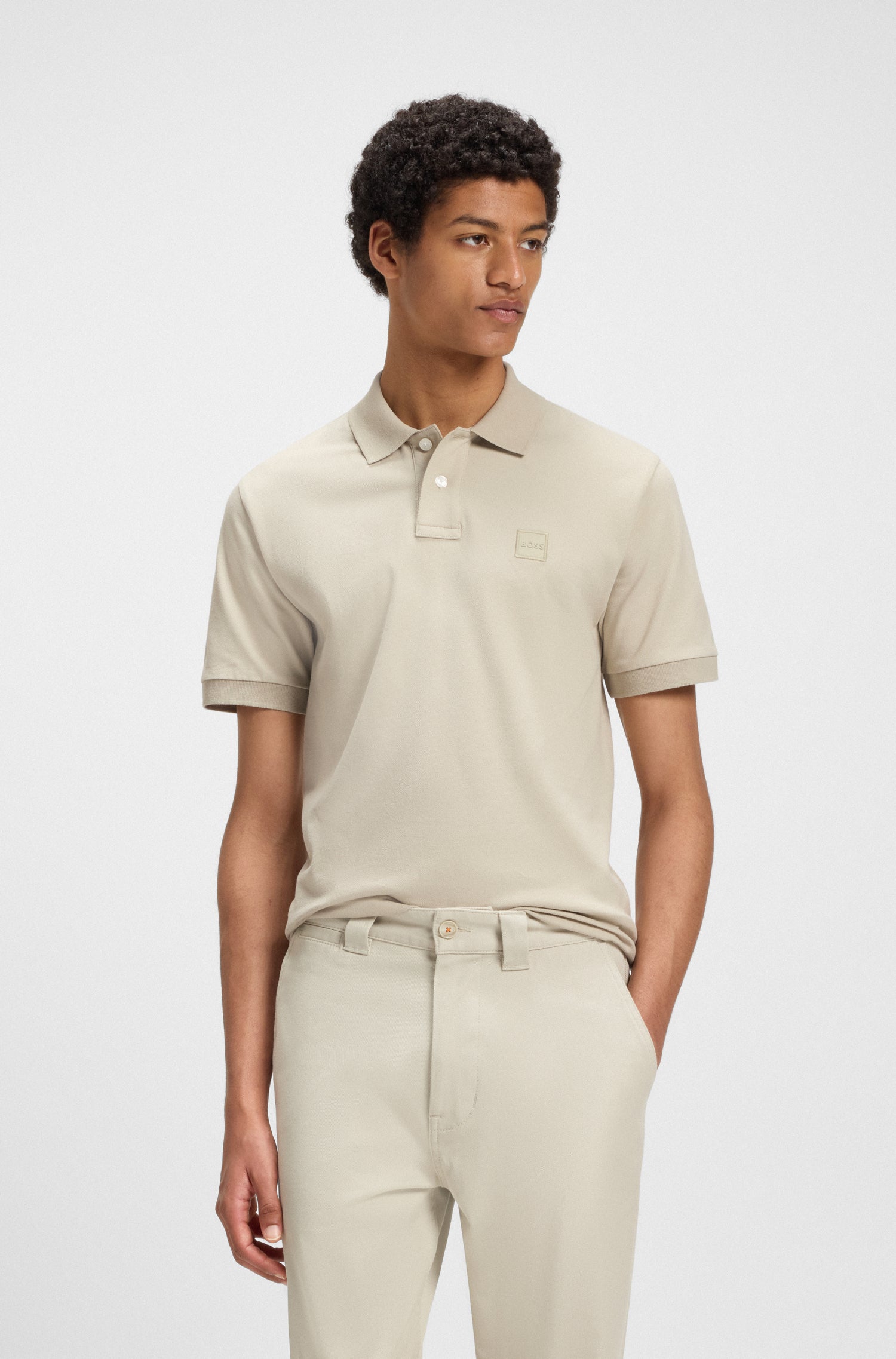 BOSS Polo Square Detail Logo Stretch Cotton