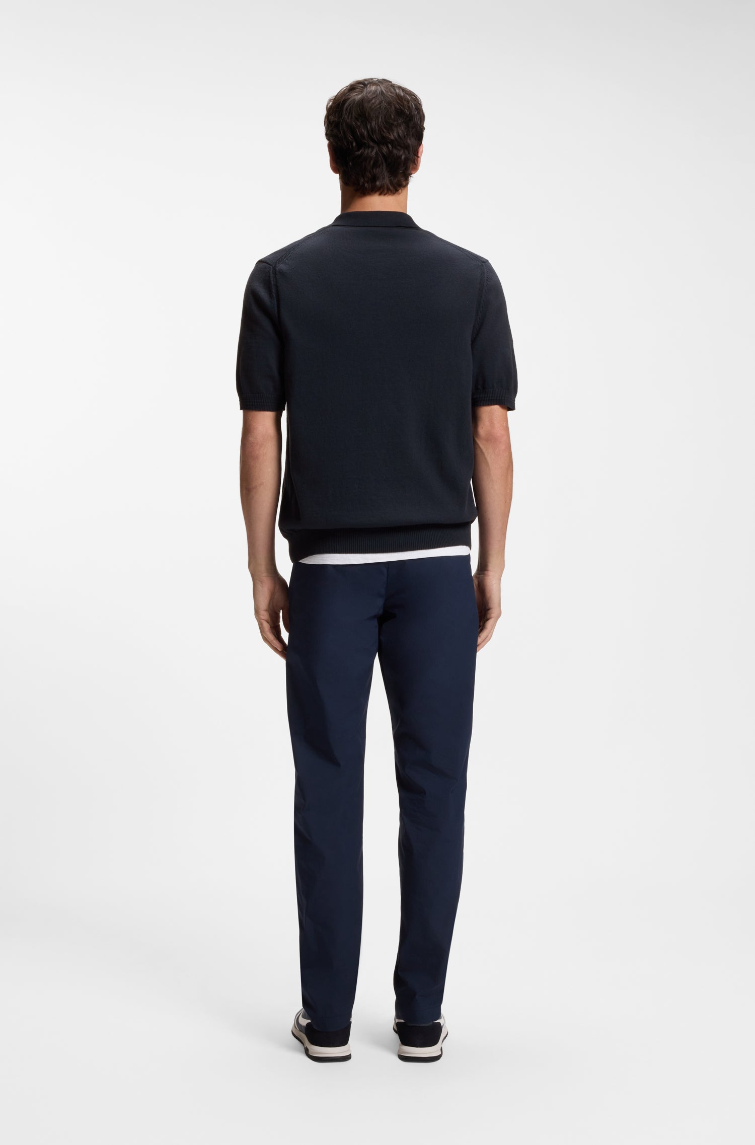 BOSS Polo Sweater Embroidered Logo Cotton Blend