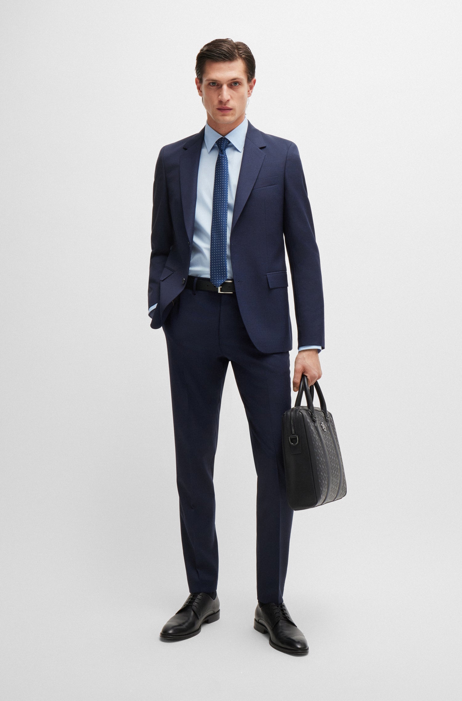 BOSS Slim Fit Suit Textured Pure Wool