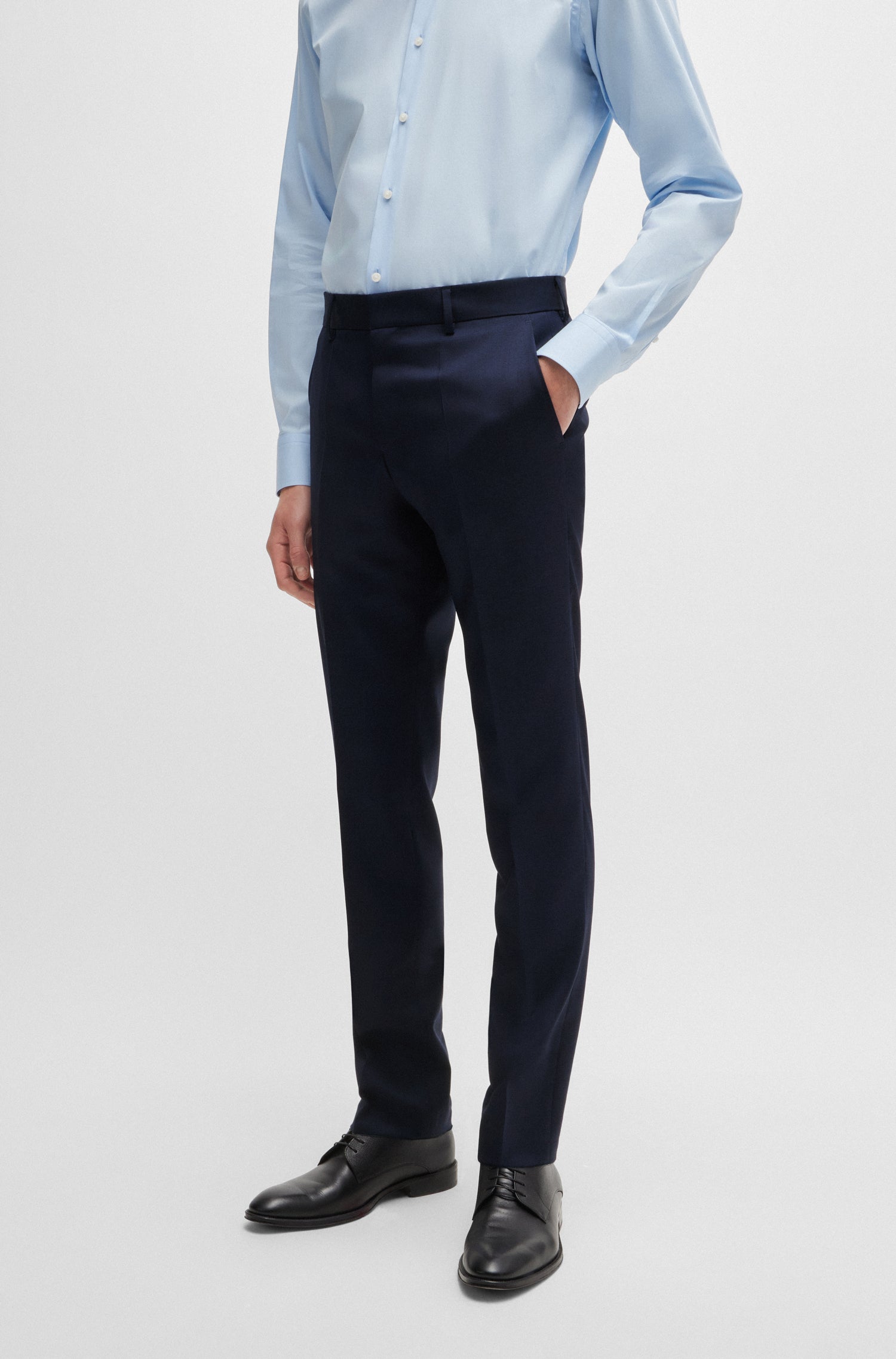 BOSS Slim Fit Suit Textured Pure Wool