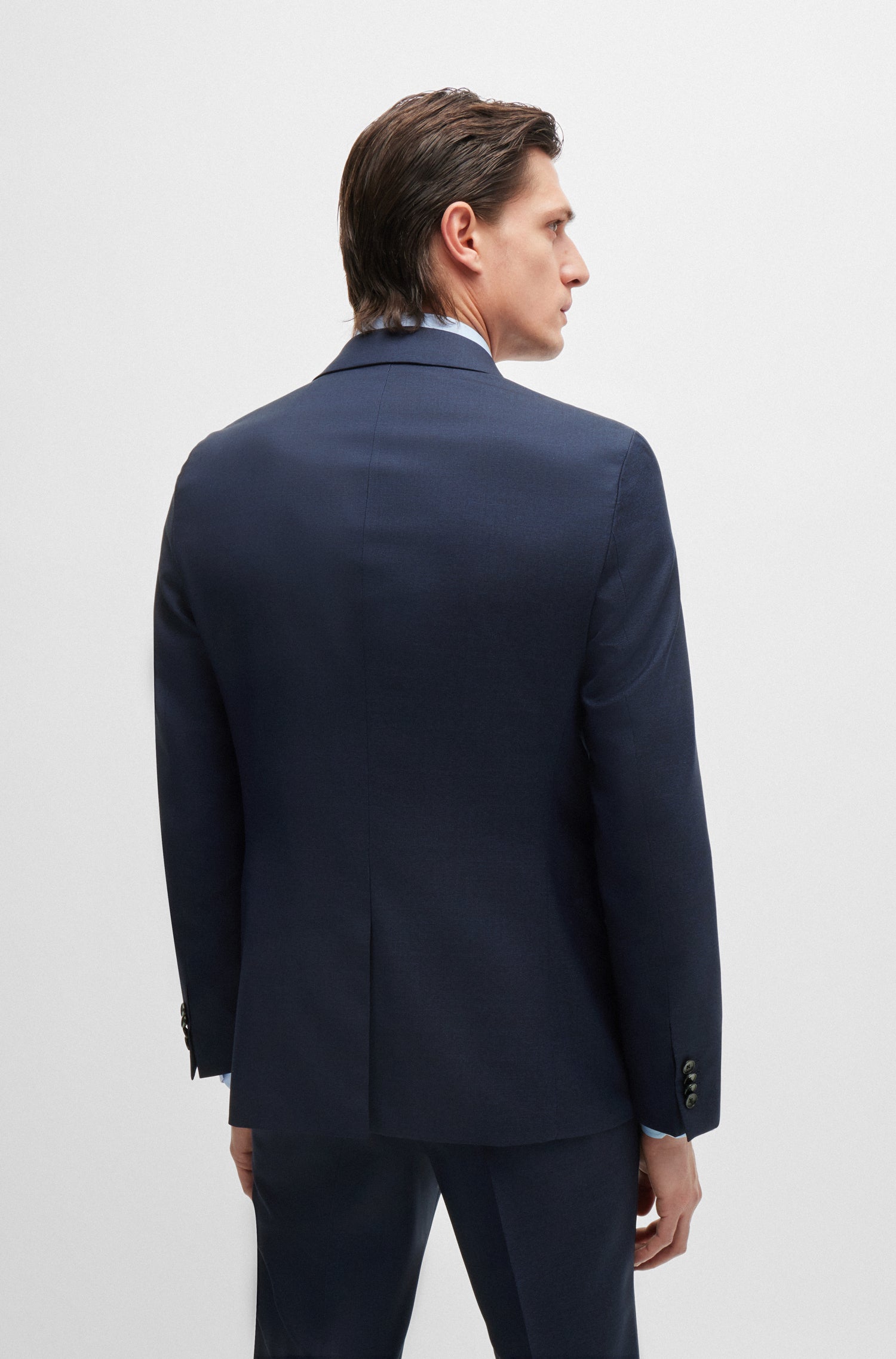 BOSS Slim Fit Suit Textured Pure Wool