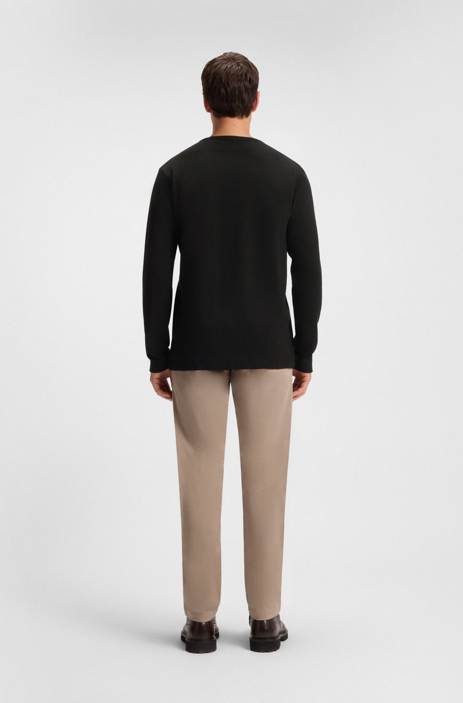 BOSS Long Sleeve T-Shirt Waffle Texture