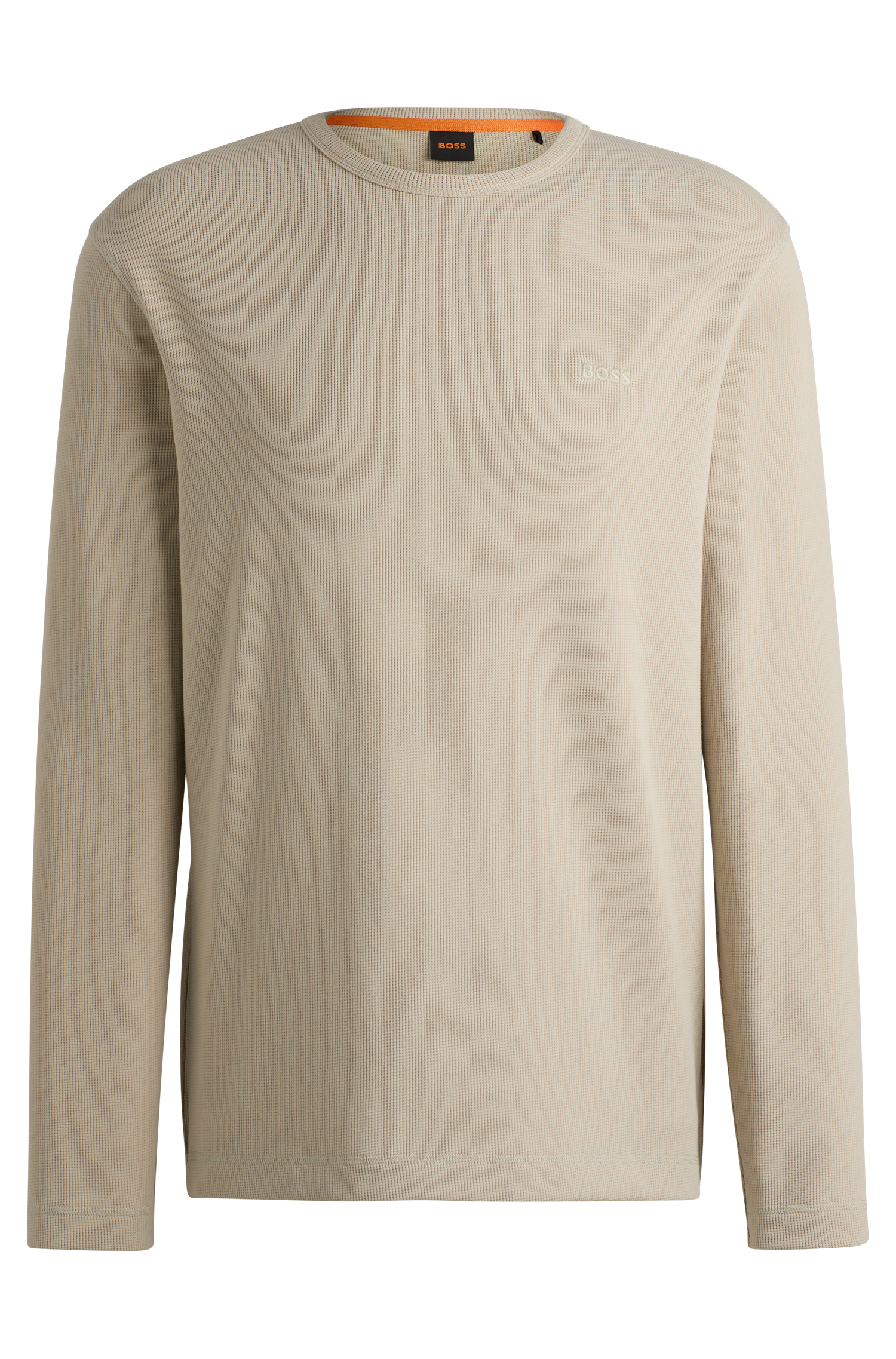 BOSS Long Sleeve T-Shirt Waffle Cotton Stretch