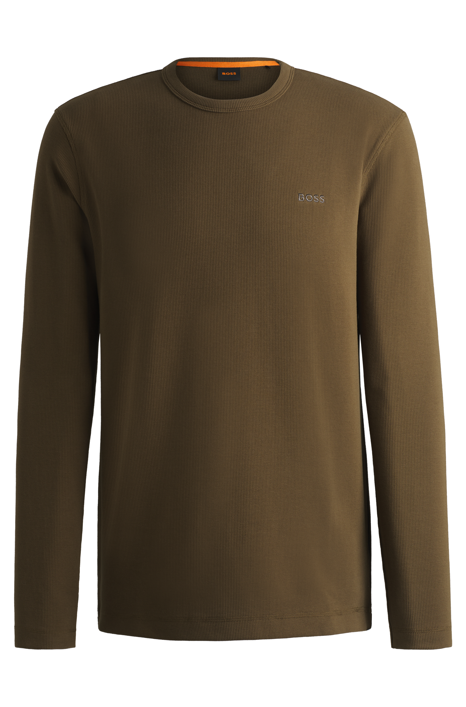 BOSS Long Sleeve T-Shirt Waffle Cotton Stretch