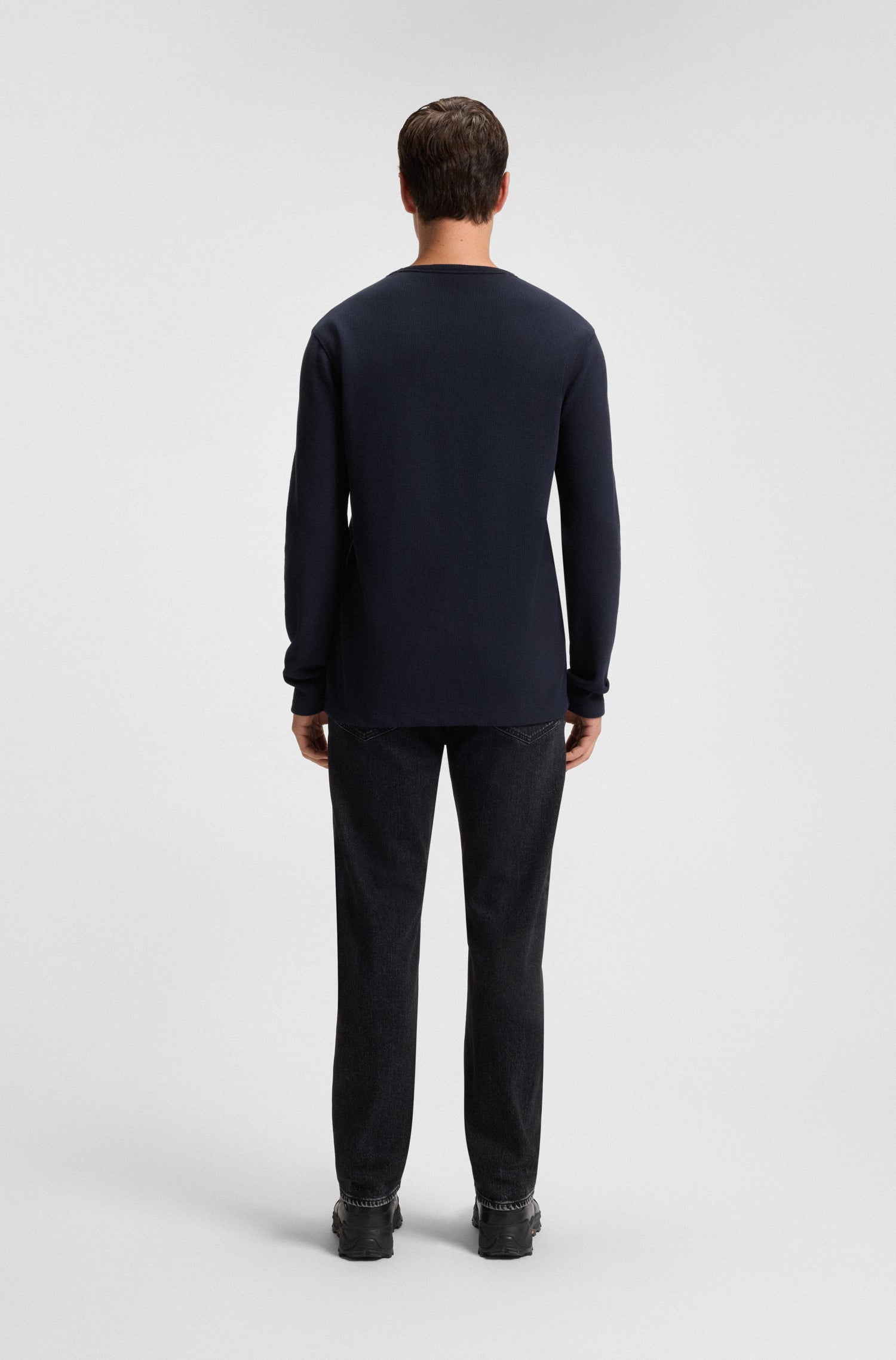 BOSS Long Sleeve T-Shirt Waffle Texture