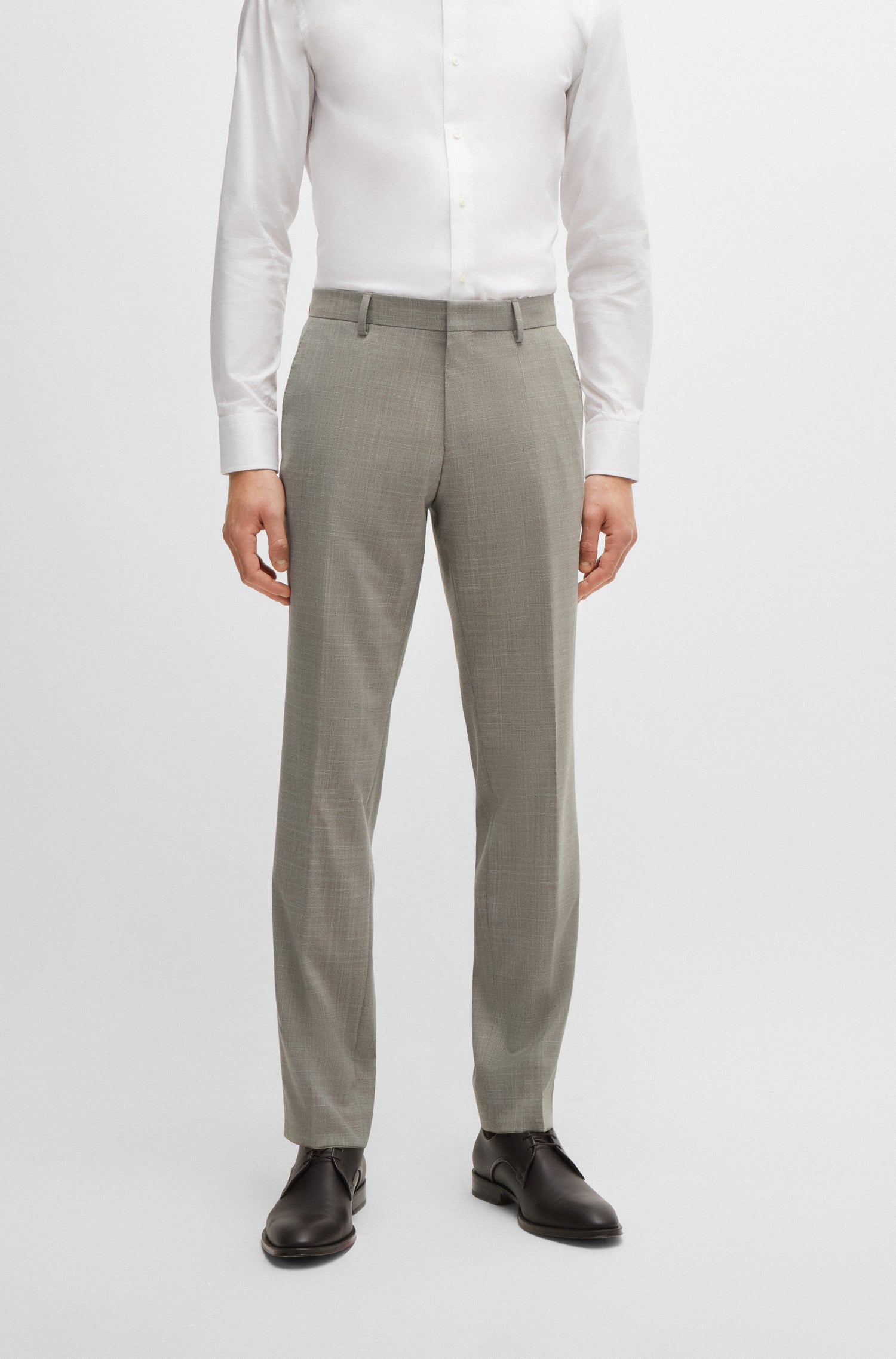 BOSS Slim Fit Suit Stretch Textured Wool Blend Suit