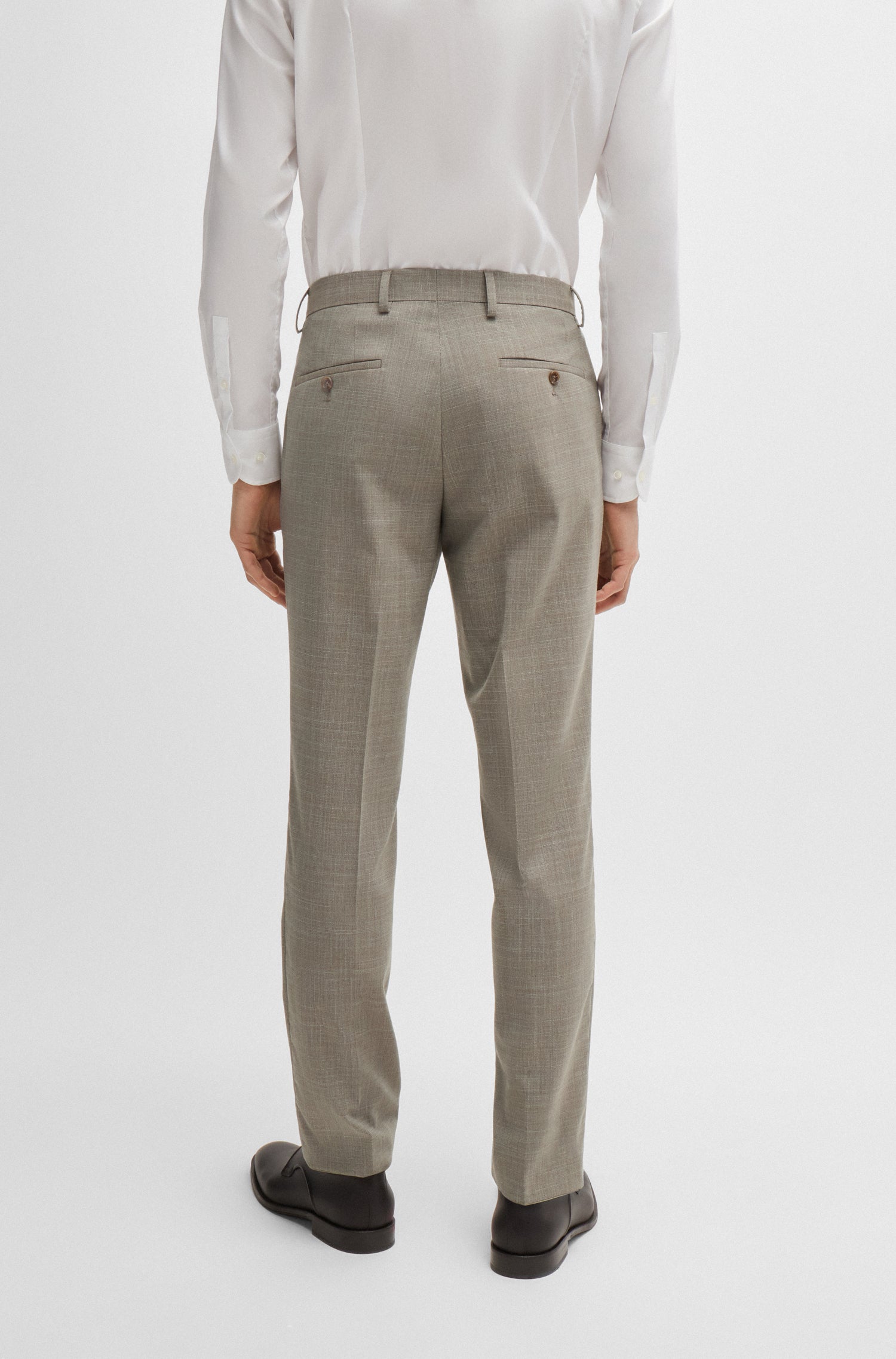 BOSS Slim Fit Suit Stretch Textured Wool Blend Suit