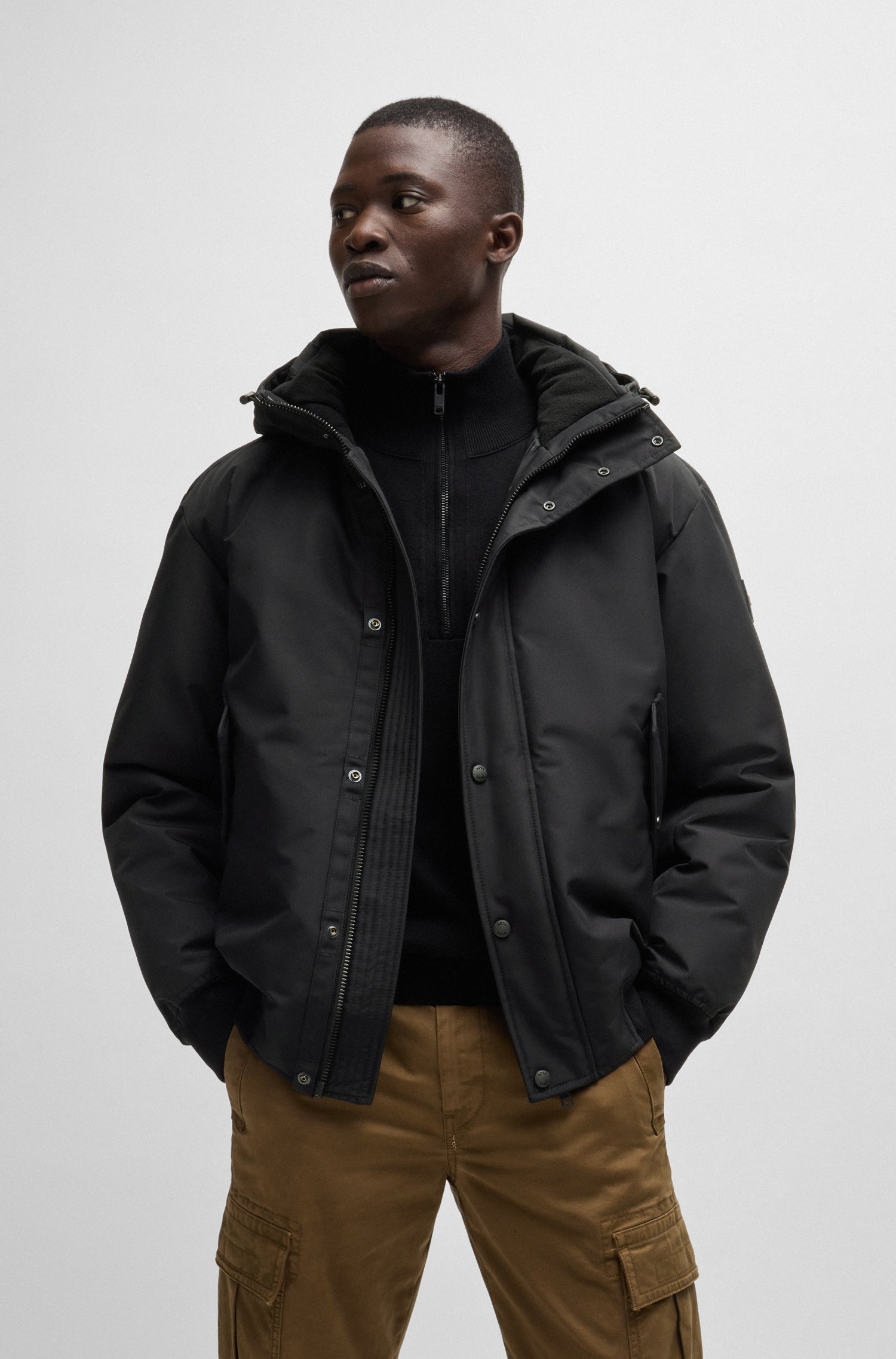 BOSS Parka Jacket With Polar Fleece Collar