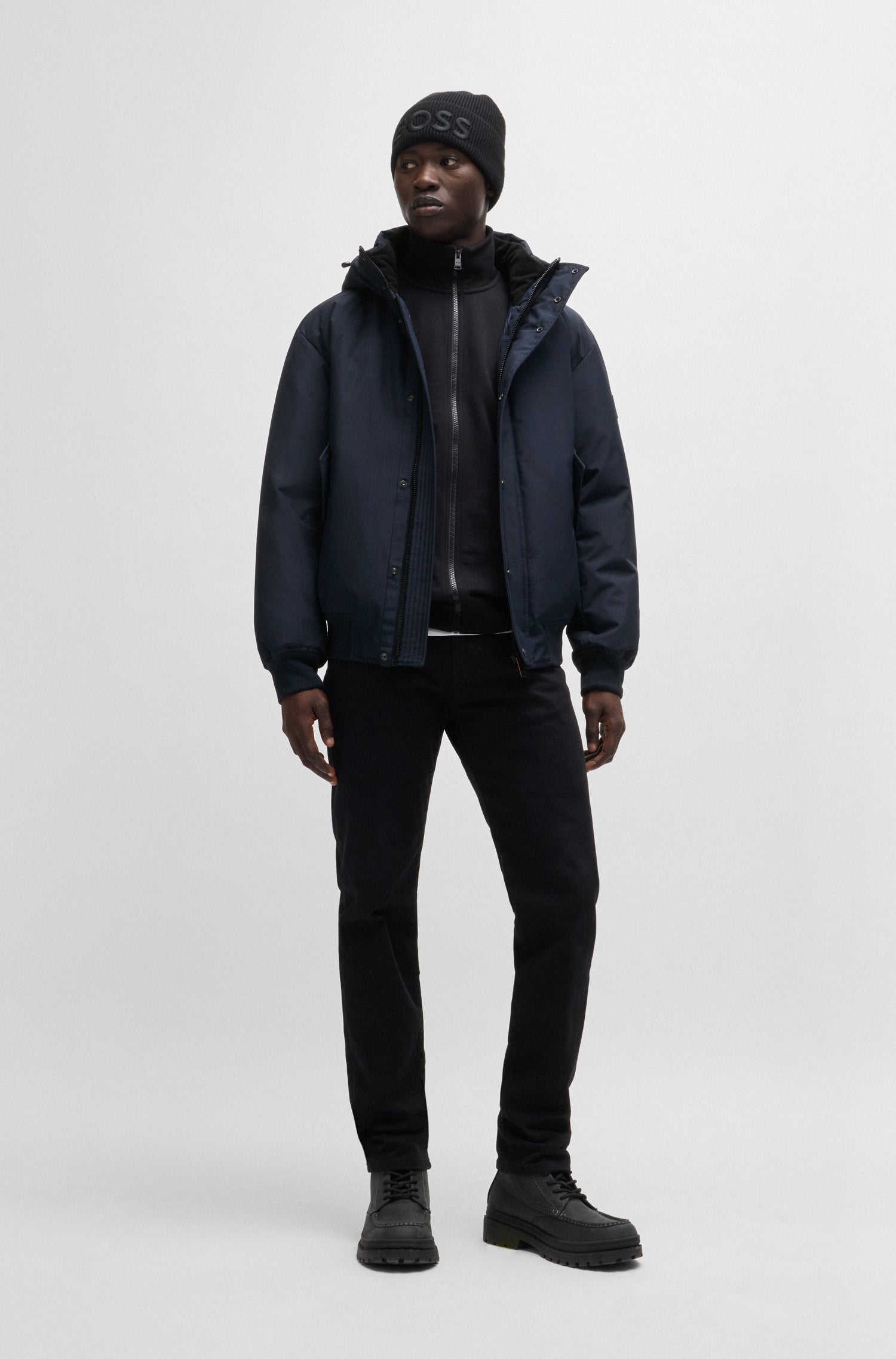 BOSS Parka Jacket With Polar Fleece Collar