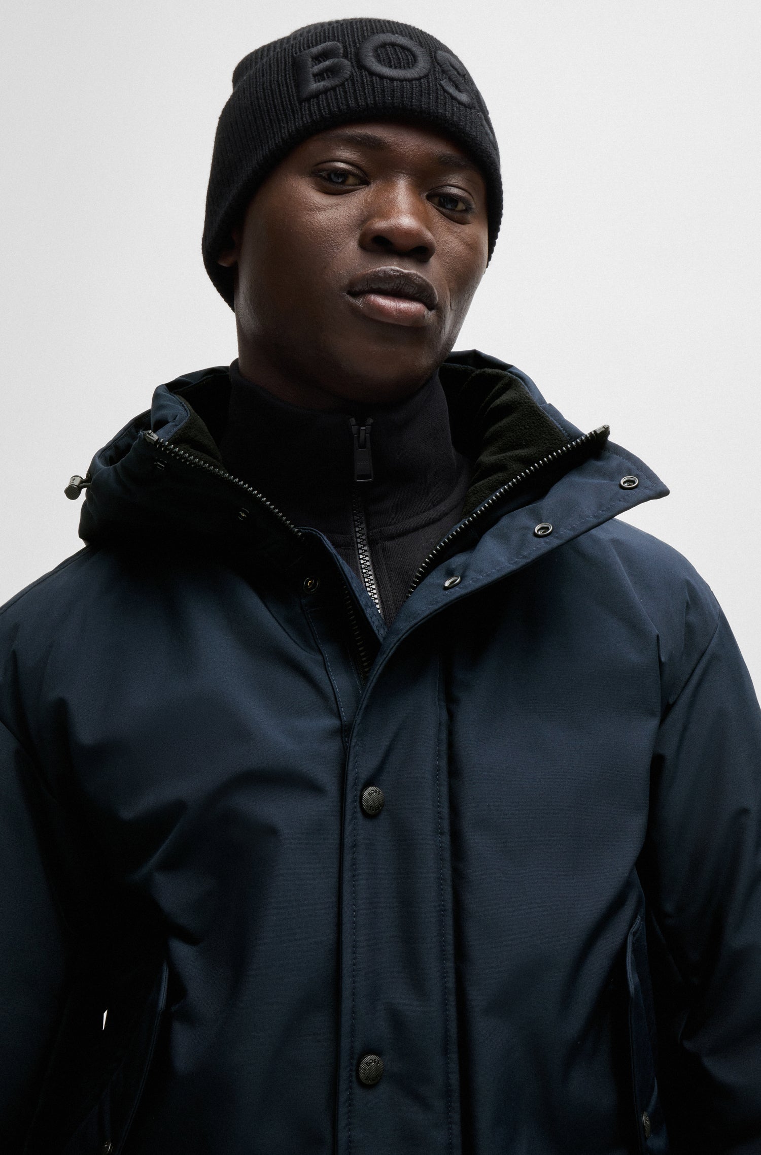BOSS Parka Jacket With Polar Fleece Collar