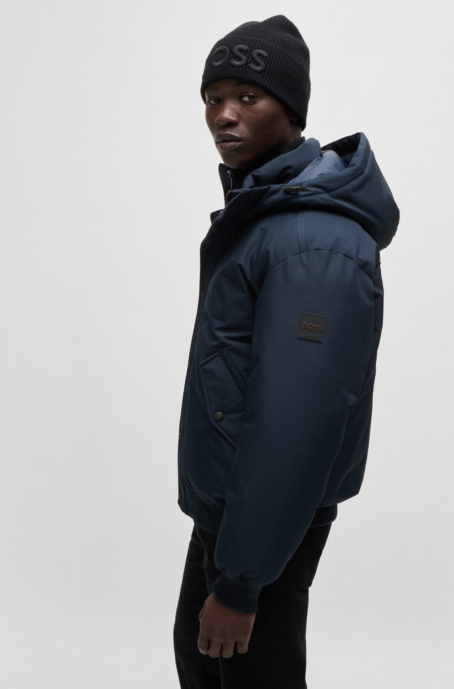 BOSS Parka Jacket With Polar Fleece Collar