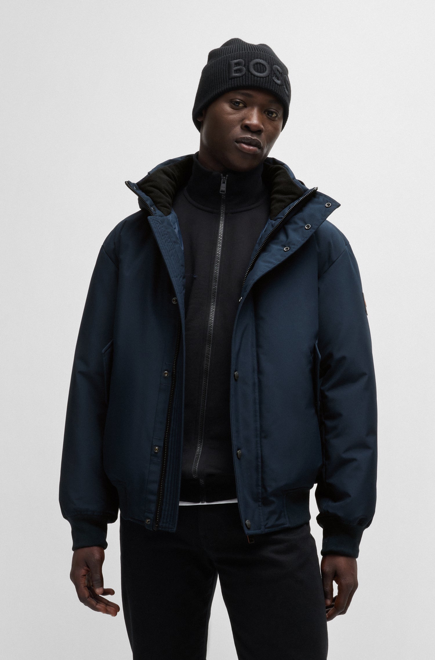 BOSS Parka Jacket With Polar Fleece Collar
