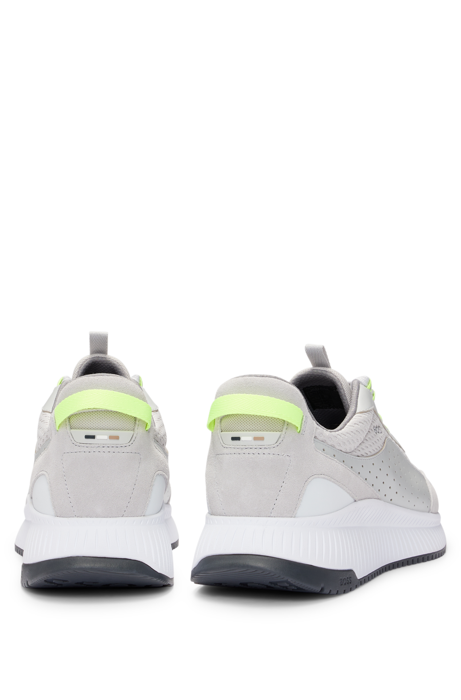 BOSS Leather And Mesh Trainers With Ribbed Sole