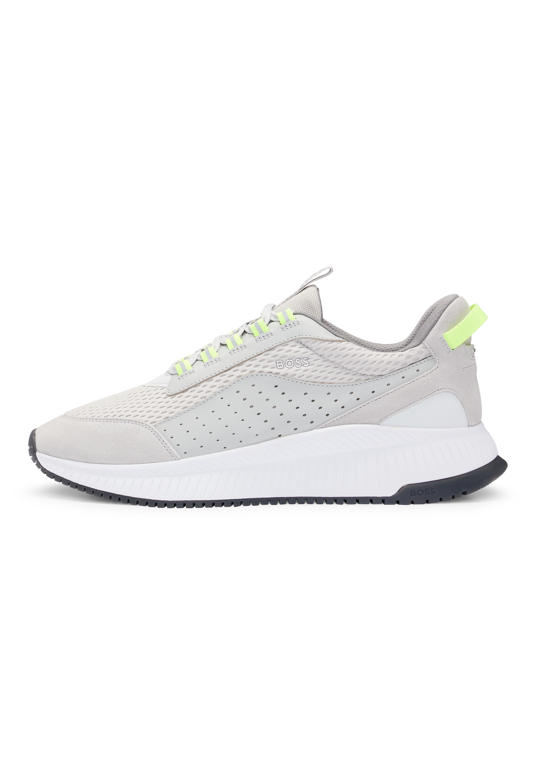 BOSS Leather And Mesh Trainers With Ribbed Sole
