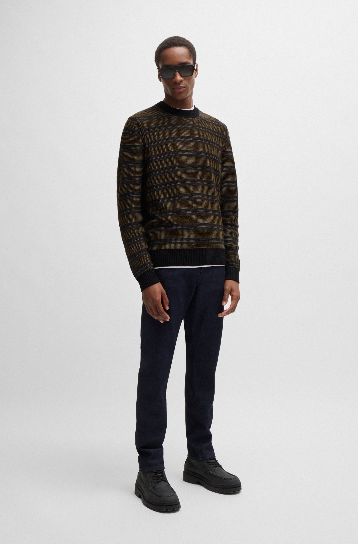 BOSS Regular Fit Knit Wool Blend