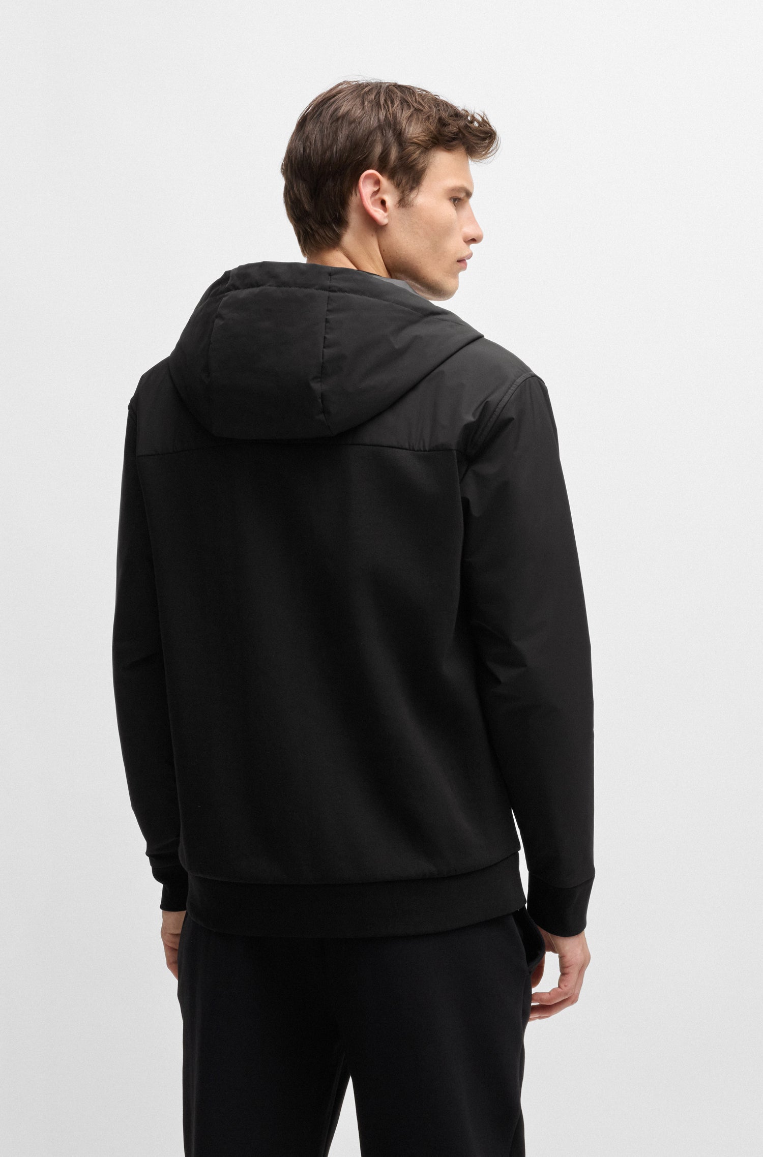 BOSS Full Zip Hooded Jacket Cotton Stretch Blend