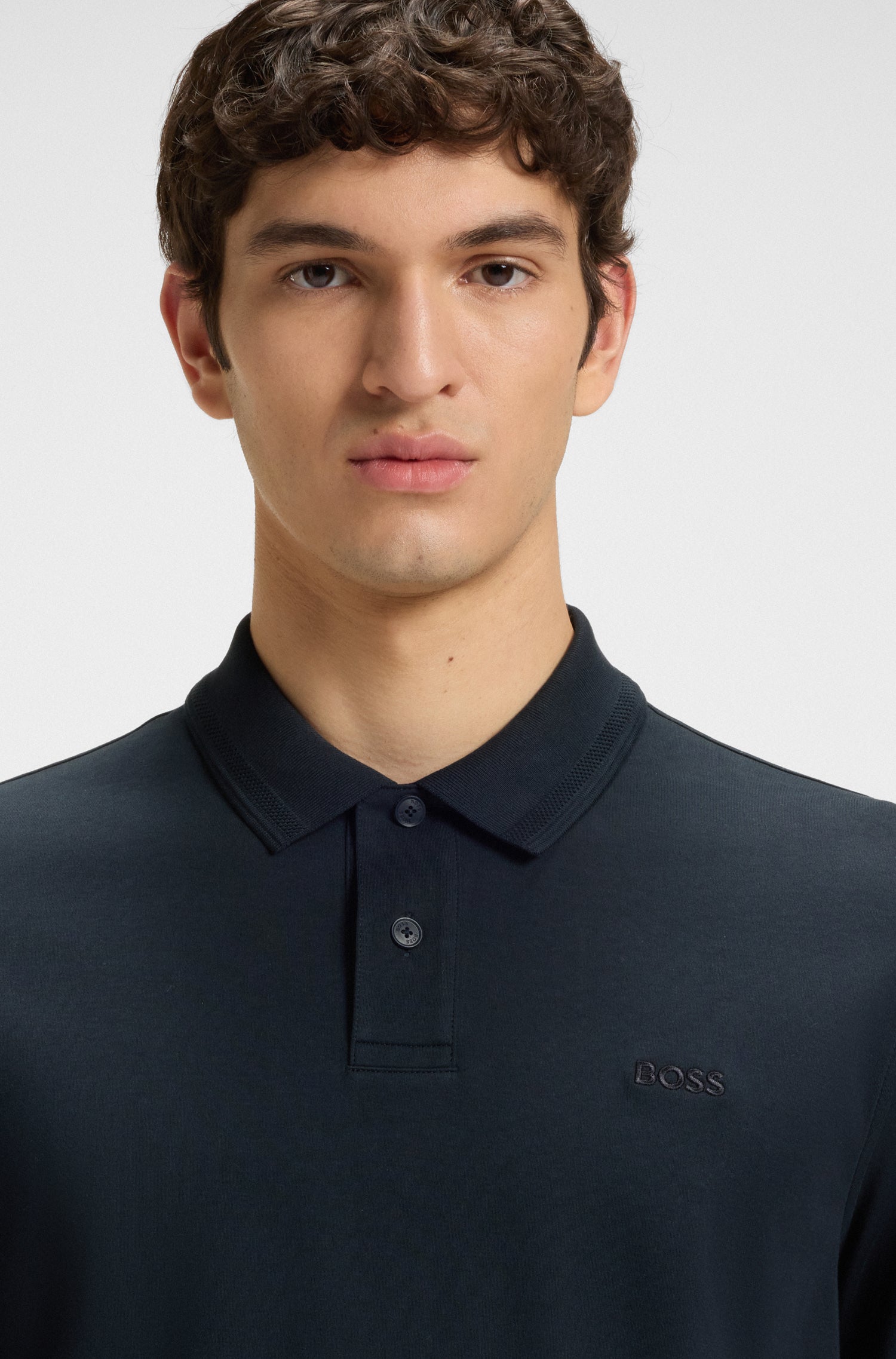 BOSS Long Sleeve Polo Pure Cotton