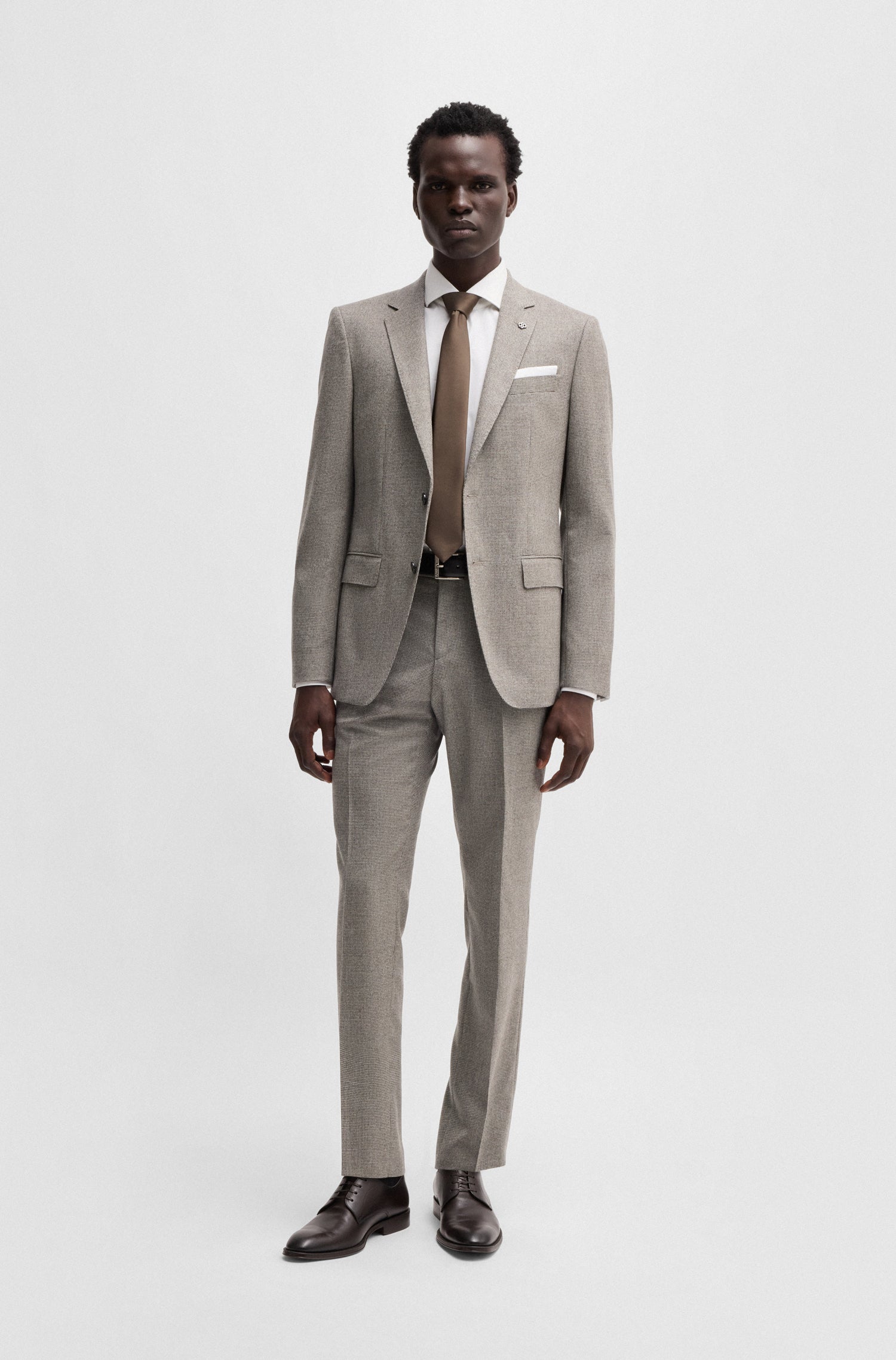 BOSS Slim Fit Blazer Textured Pattern Stretch Wool