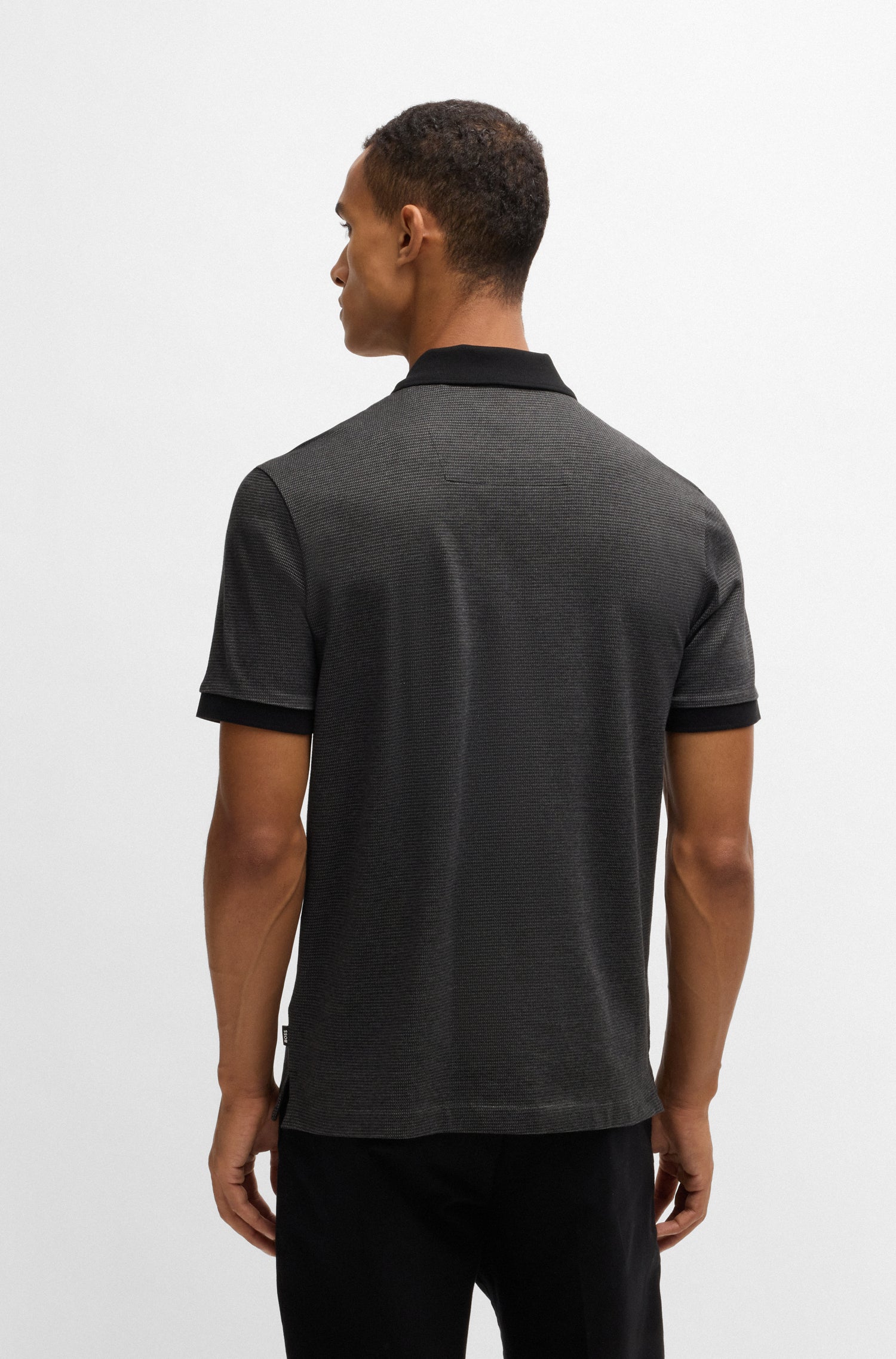 BOSS Mercerised Cotton Polo Shirt With Micro Pattern