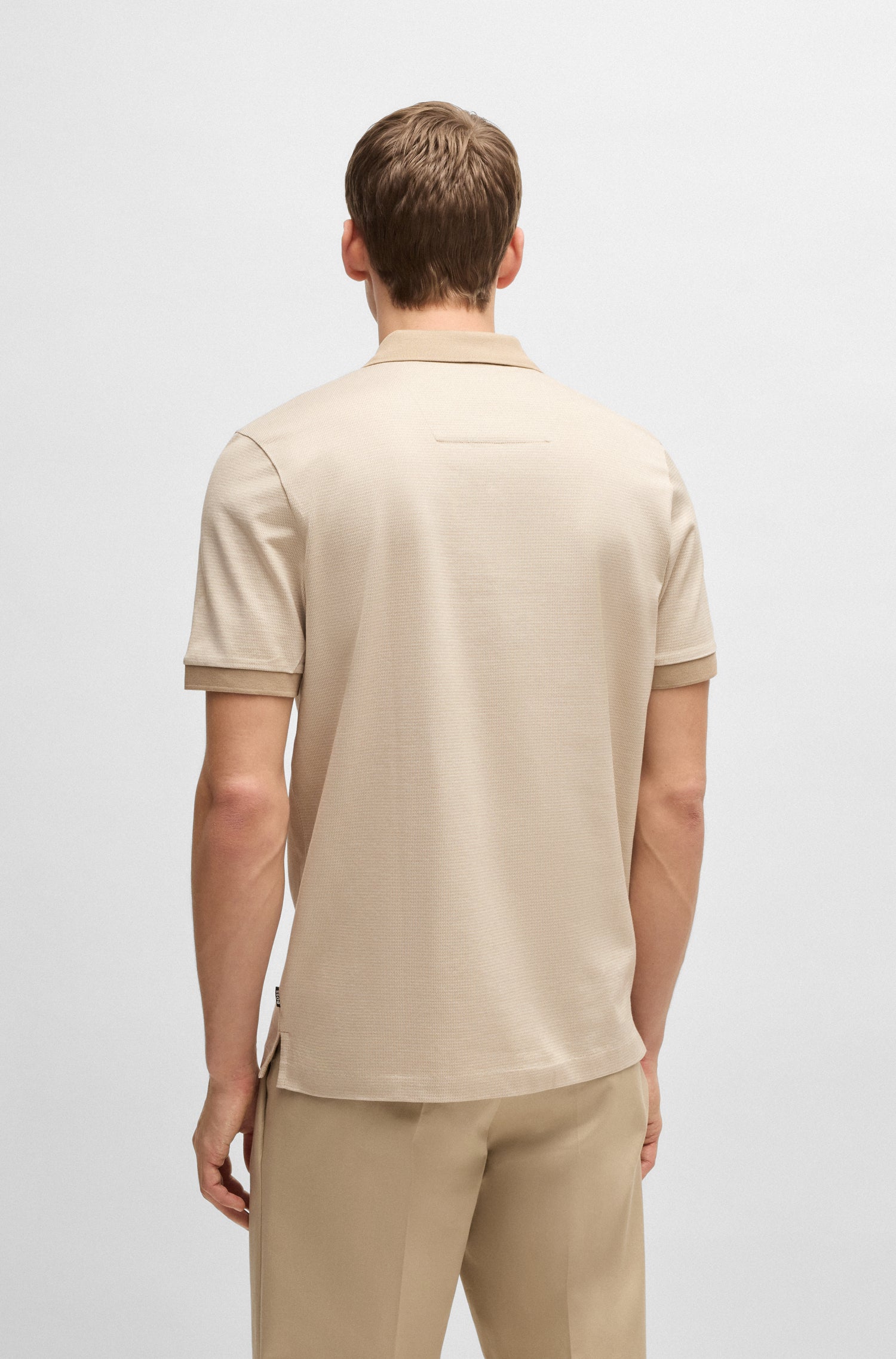 BOSS Mercerised Cotton Polo Shirt With Micro Pattern