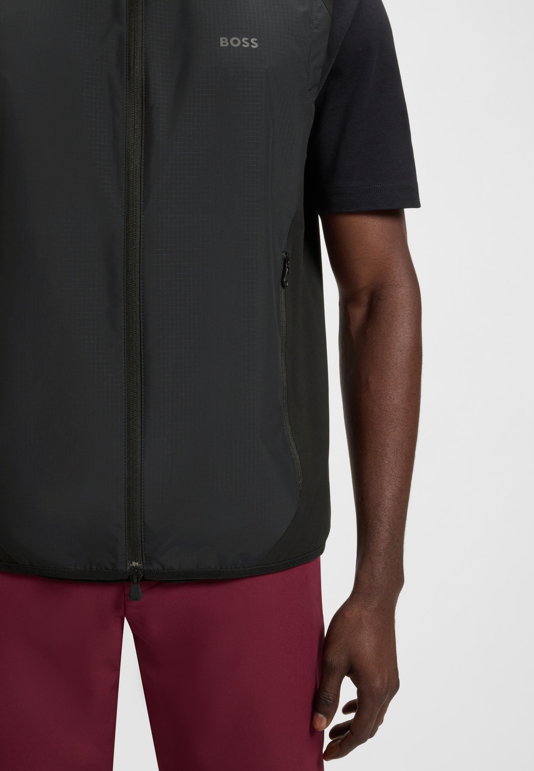 BOSS Water-repellent golf vest with decorative reflective details
