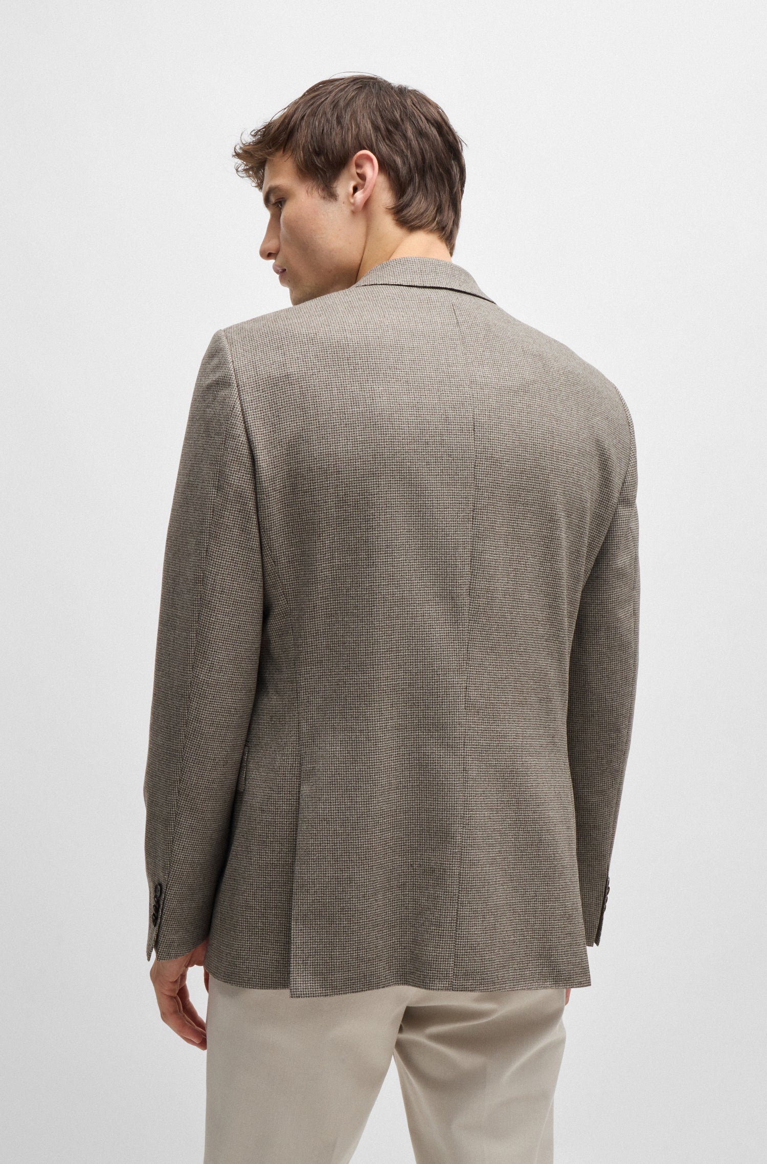 BOSS Slim Fit Blazer Textured Pattern Stretch Wool
