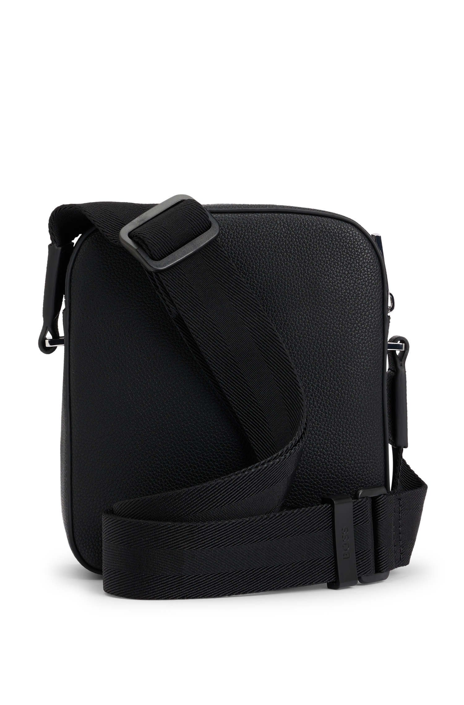 BOSS Grained Faux-Leather Reporter Bag With Logo Trim