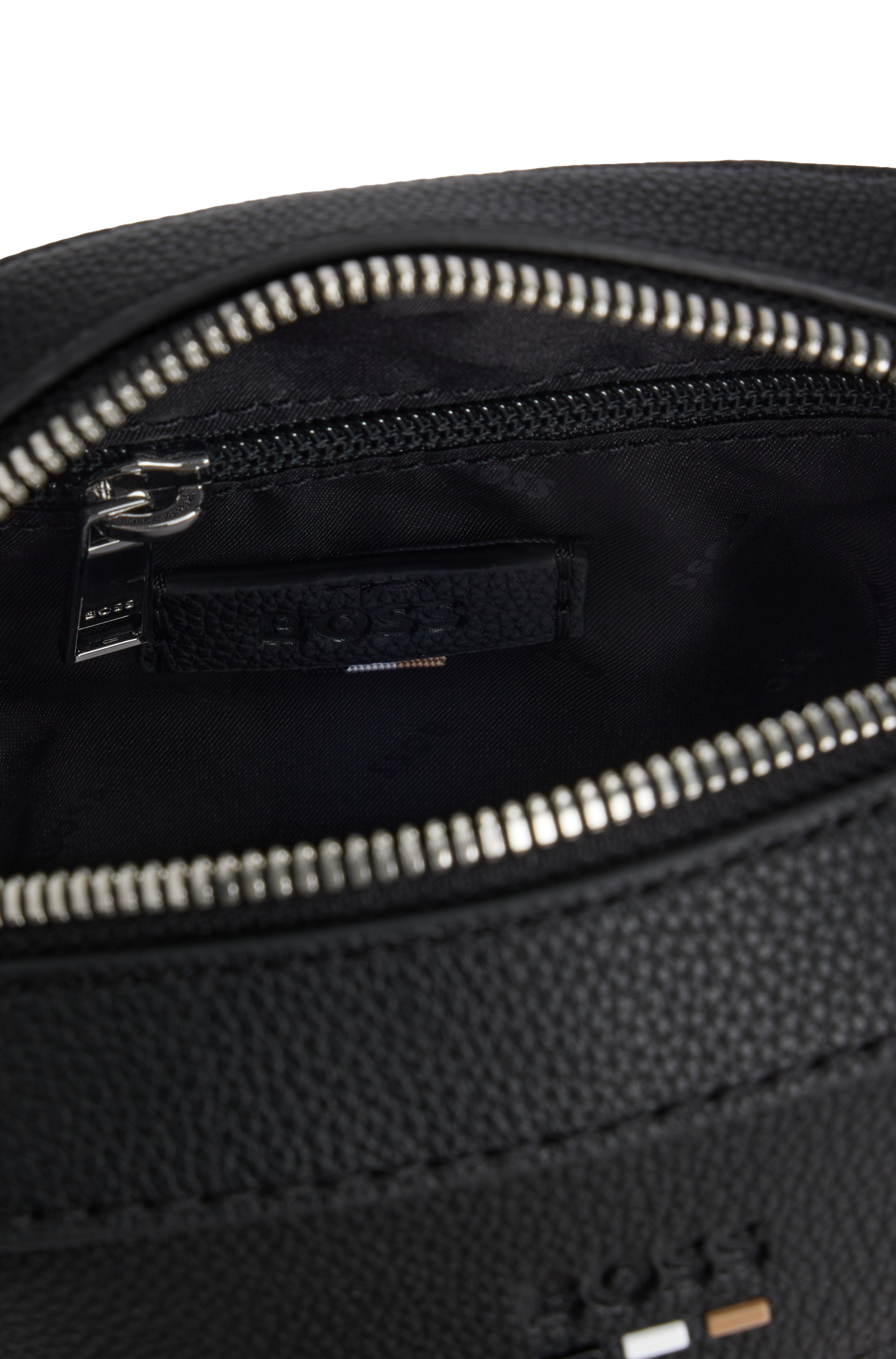 BOSS Grained Faux-Leather Reporter Bag With Logo Trim