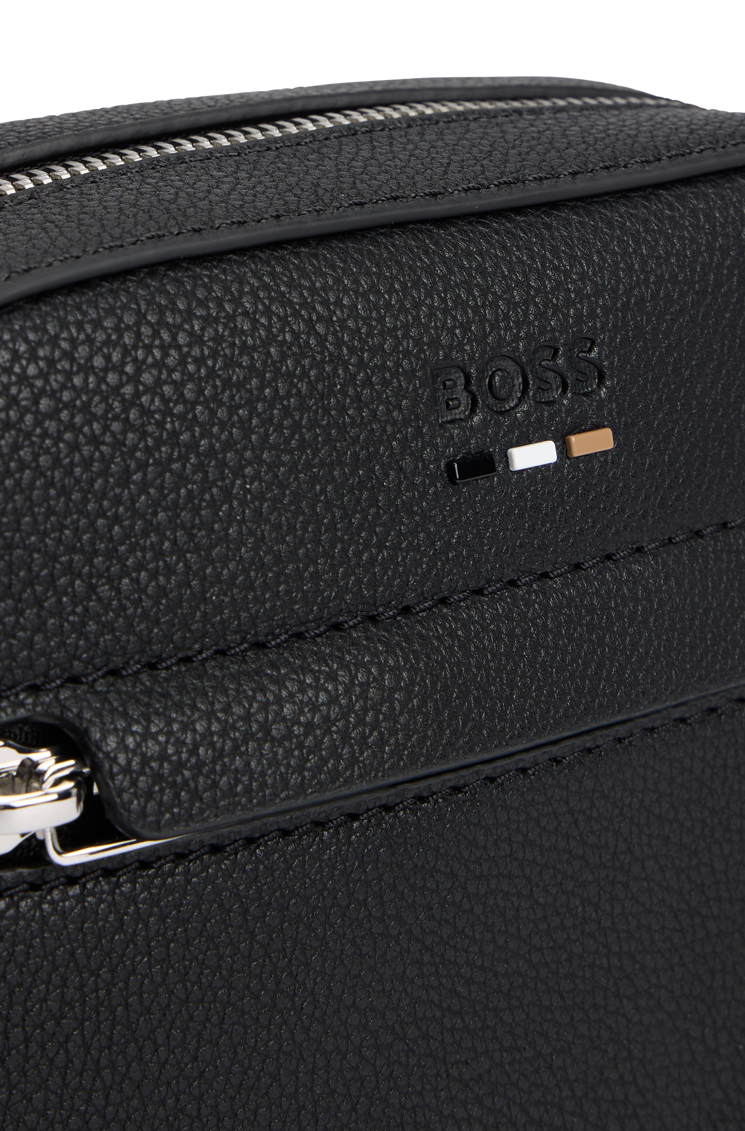 BOSS Grained Faux-Leather Reporter Bag With Logo Trim