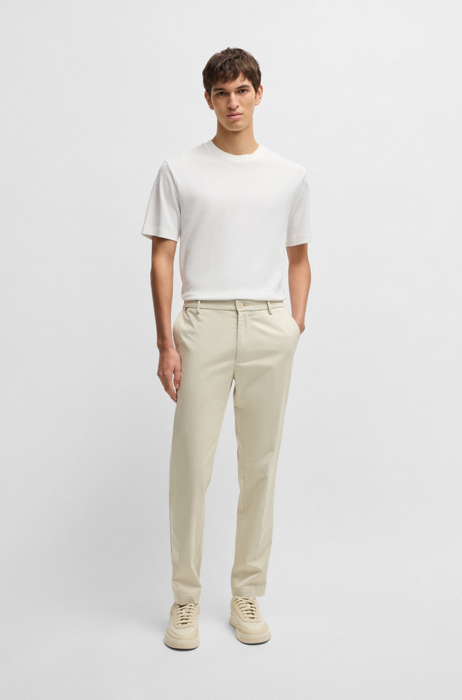 BOSS Mercerised Cotton Blend T-Shirt Waffle Texture