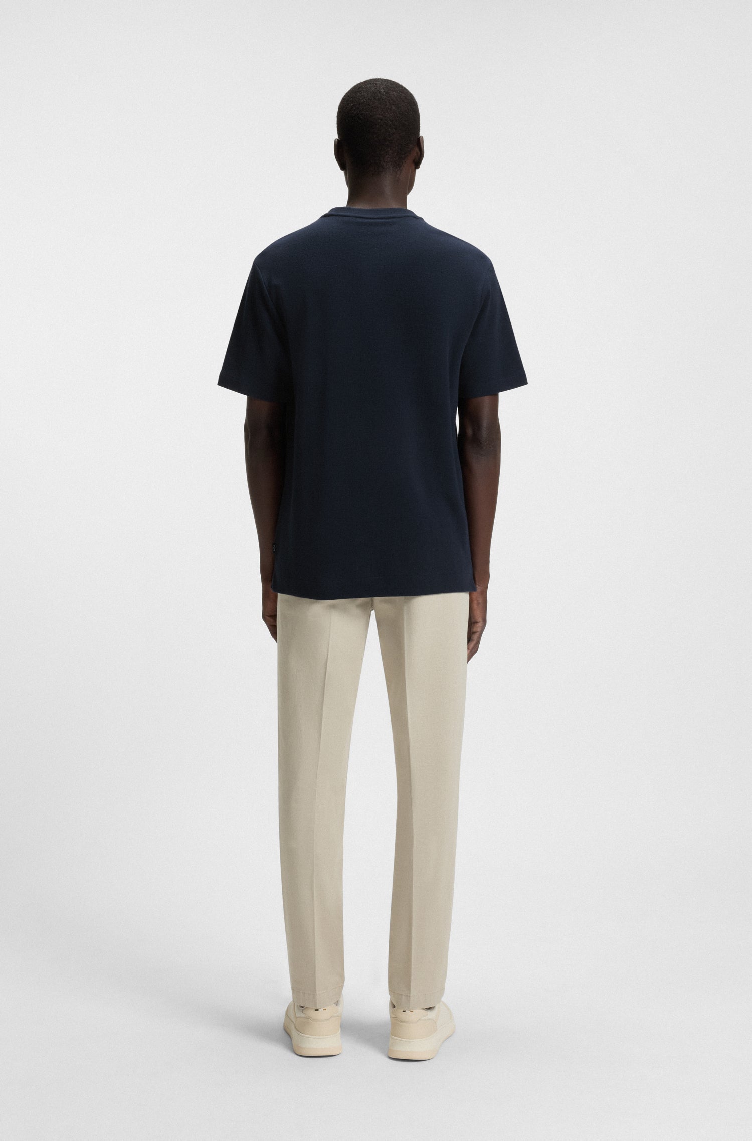 BOSS Mercerised Cotton Blend T-Shirt Waffle Texture