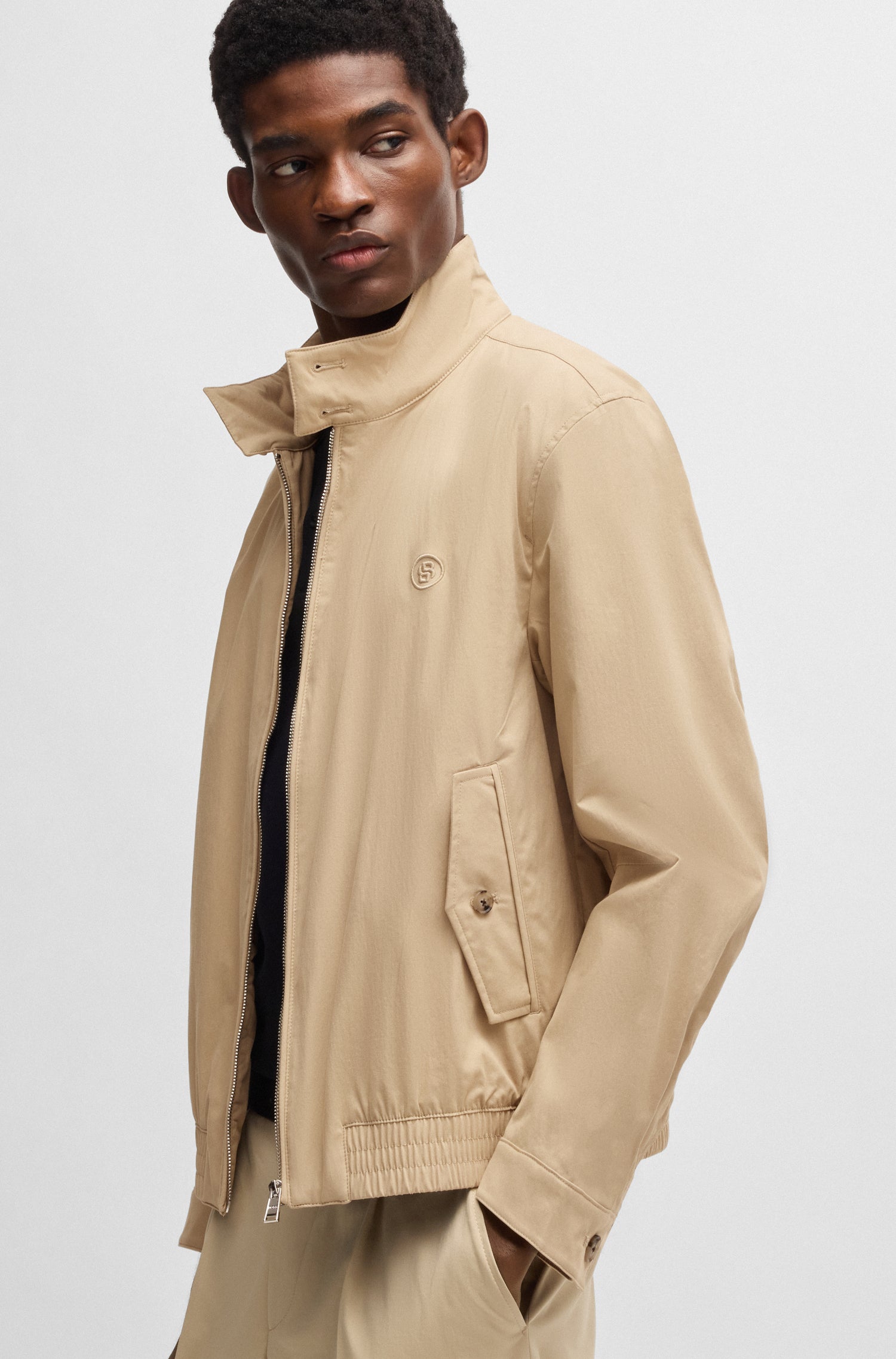 BOSS Cotton blend Jacket With Double B Monogram