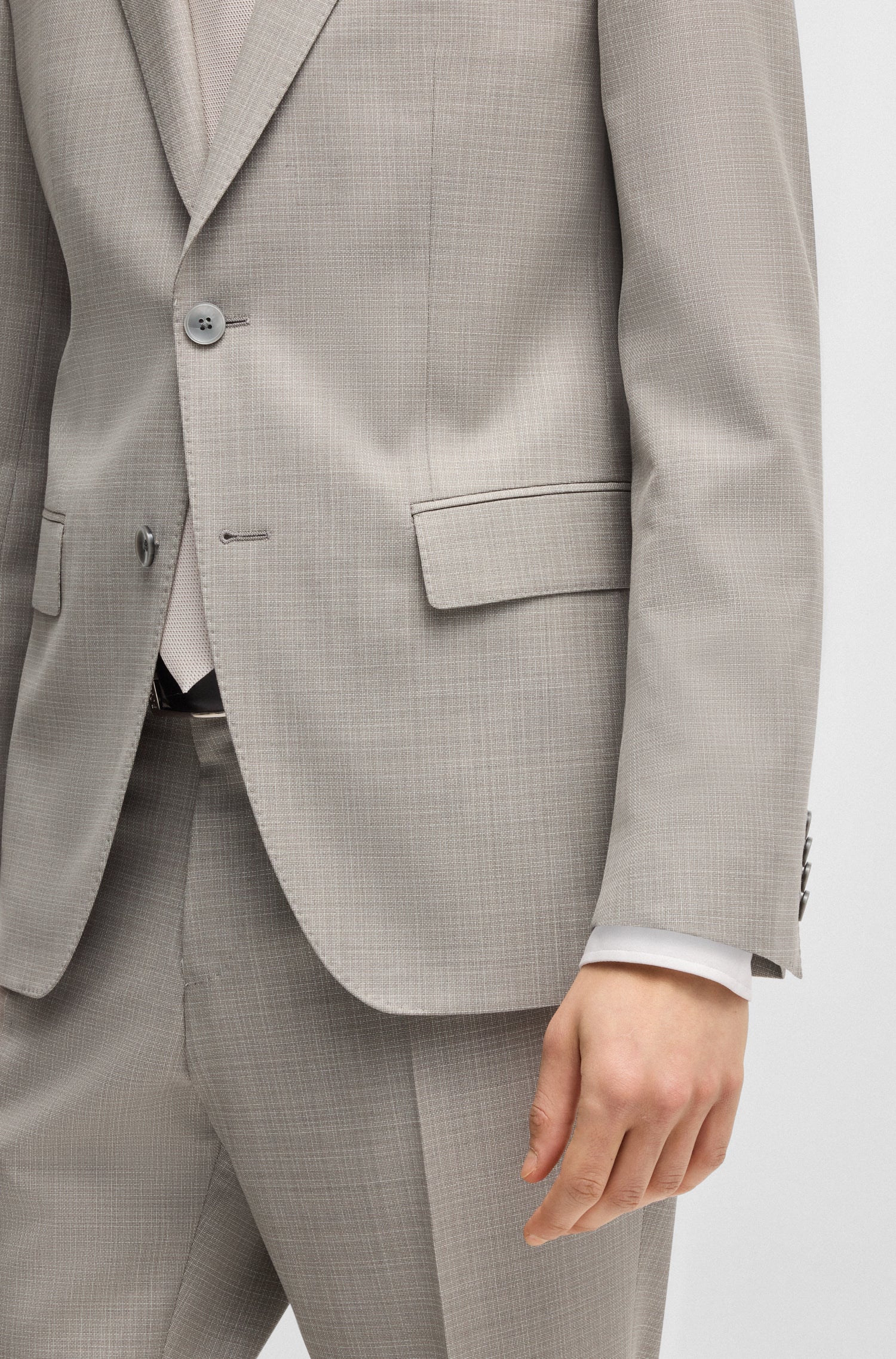 BOSS Slim Fit Suit In Patterned Virgin Wool