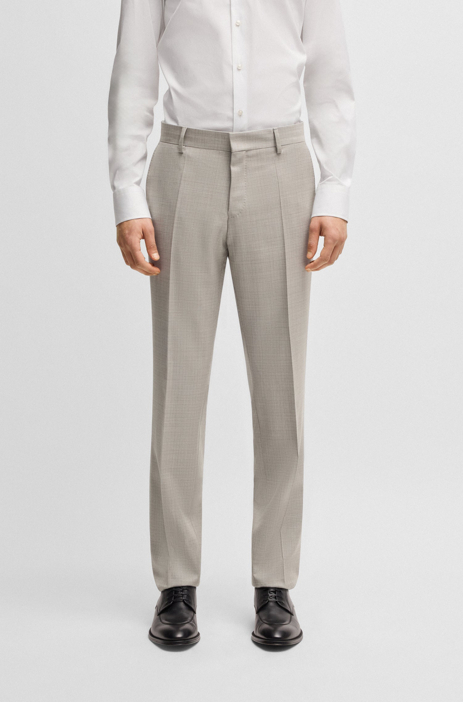 BOSS Slim Fit Suit In Patterned Virgin Wool