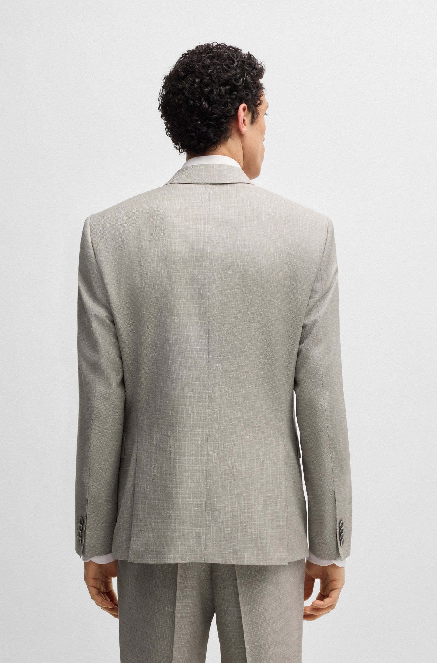 BOSS Slim Fit Suit In Patterned Virgin Wool