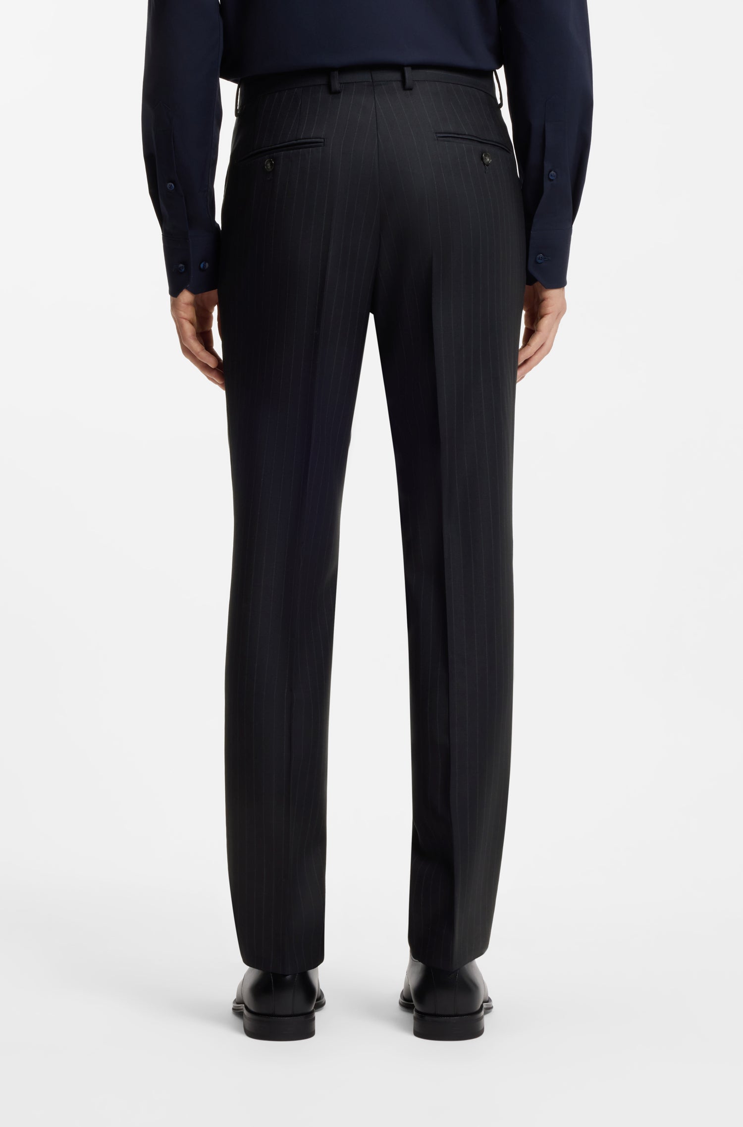 BOSS Slim Fit Suit Pin Stripe Pure Wool