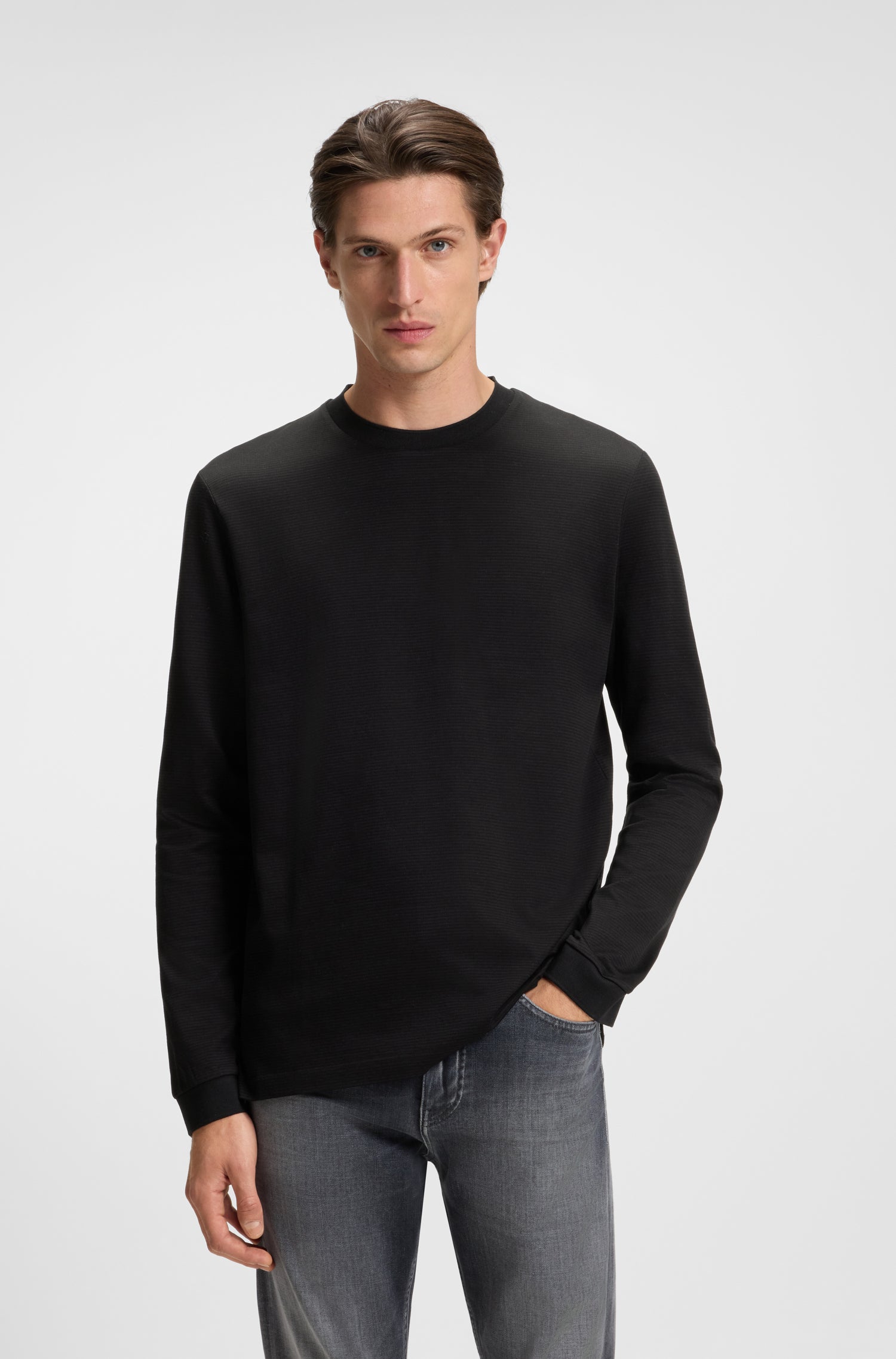 BOSS Long Sleeve T-Shirt Mercerised Cotton