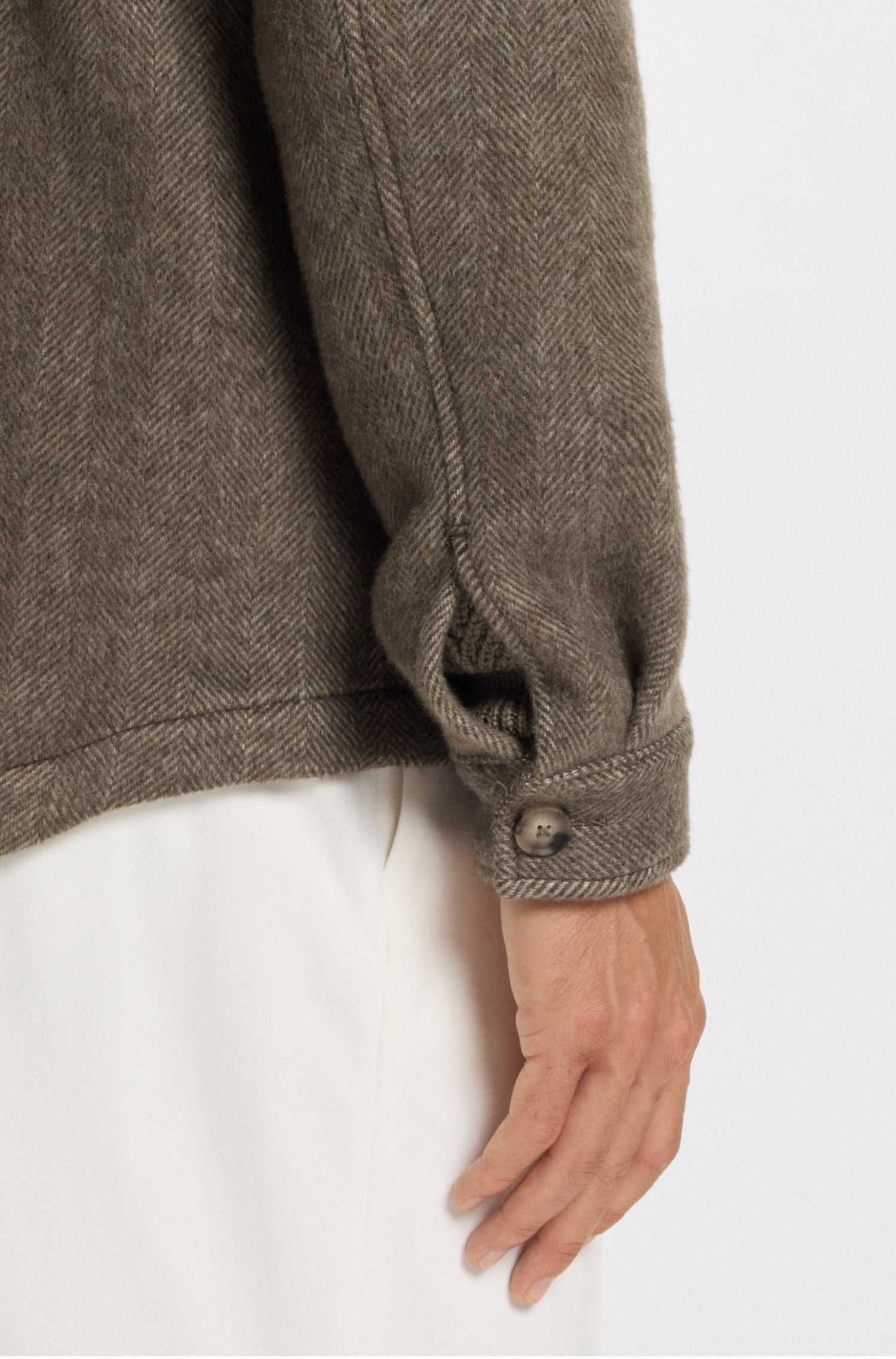BOSS Button Front Jacket Wool Herringbone