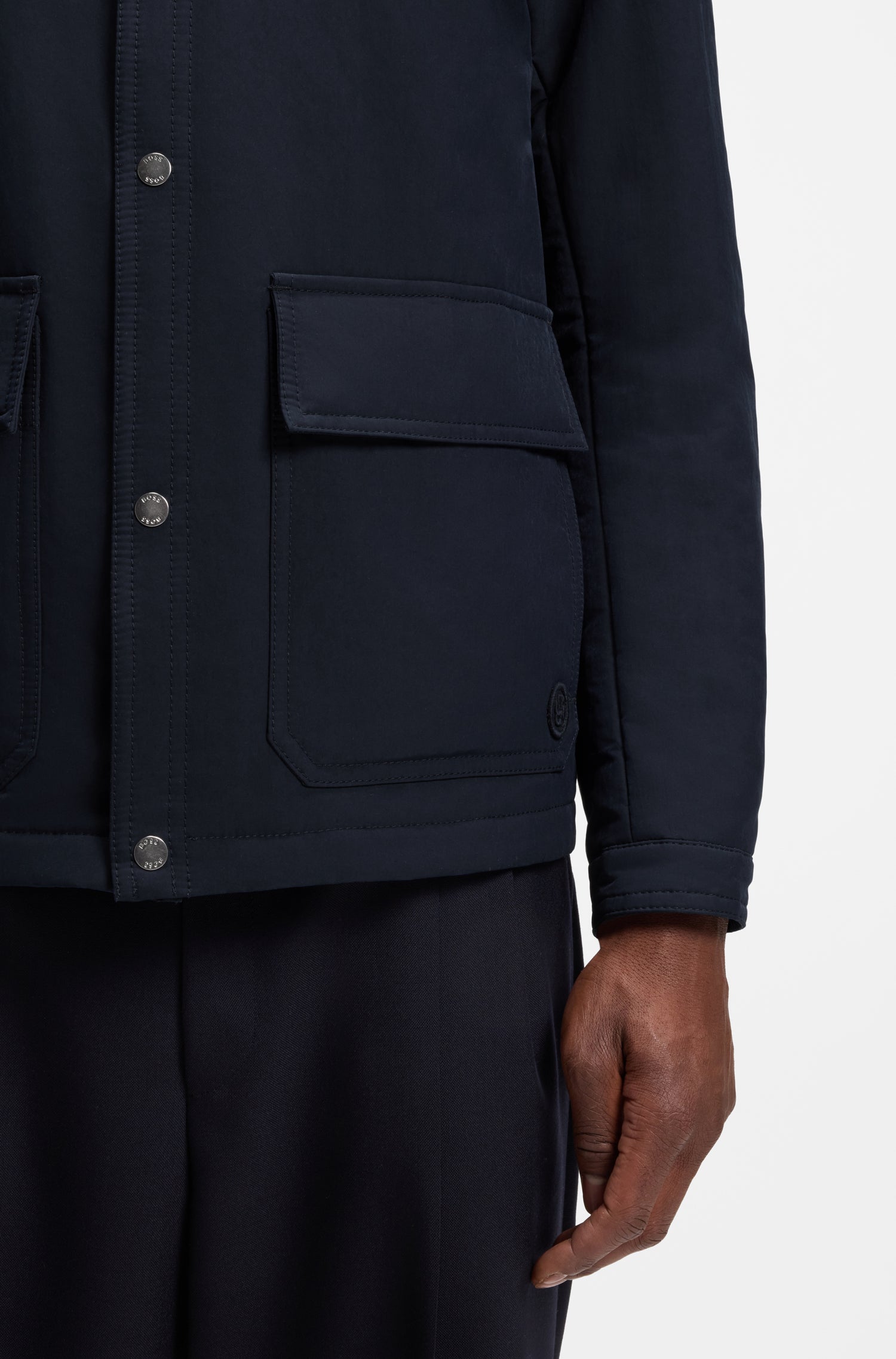 BOSS Padded Jacket Snap Button Front
