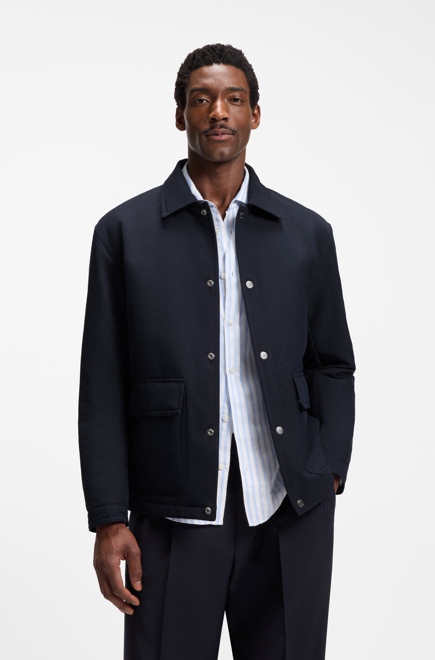 BOSS Padded Jacket Snap Button Front