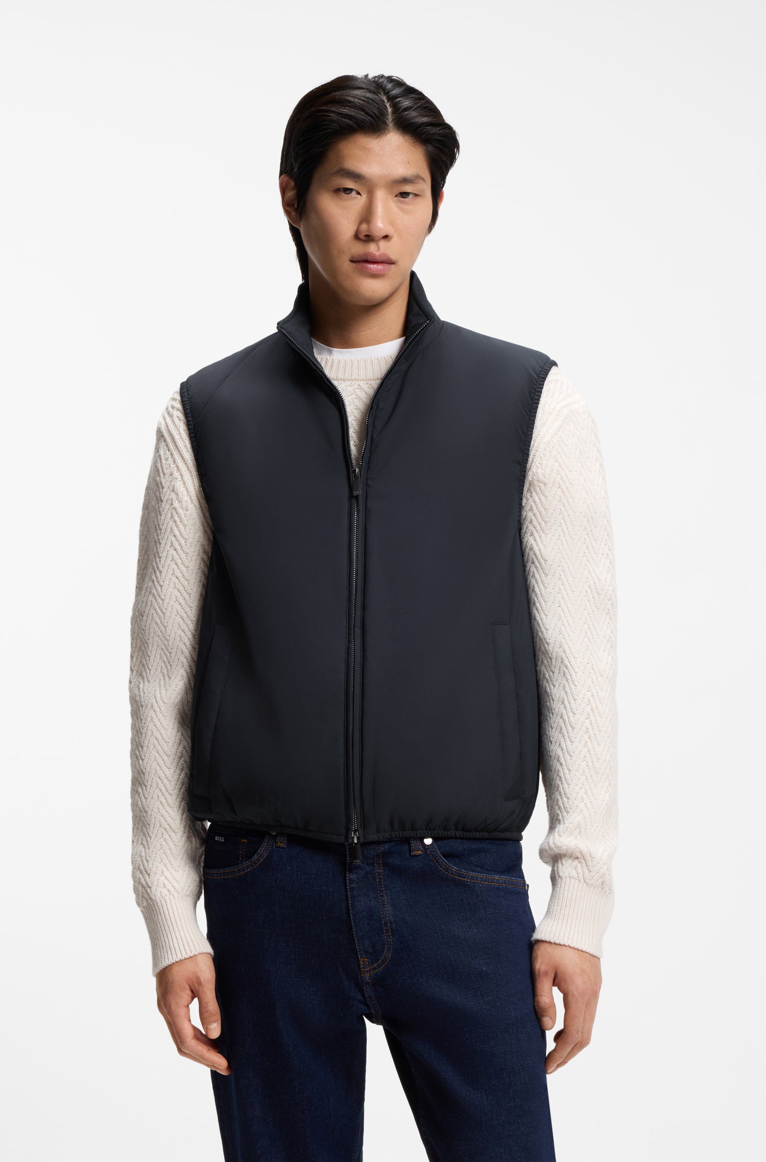 BOSS Padded Vest Knitted Trims