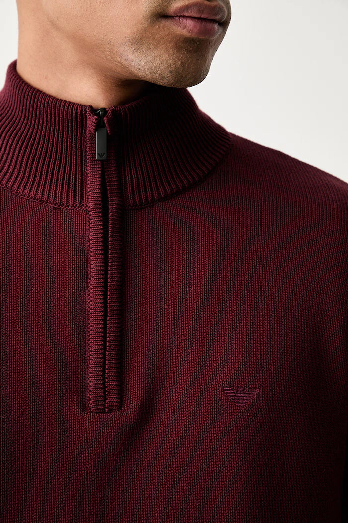 Emporio Armani Quater Zip Cotton Knit