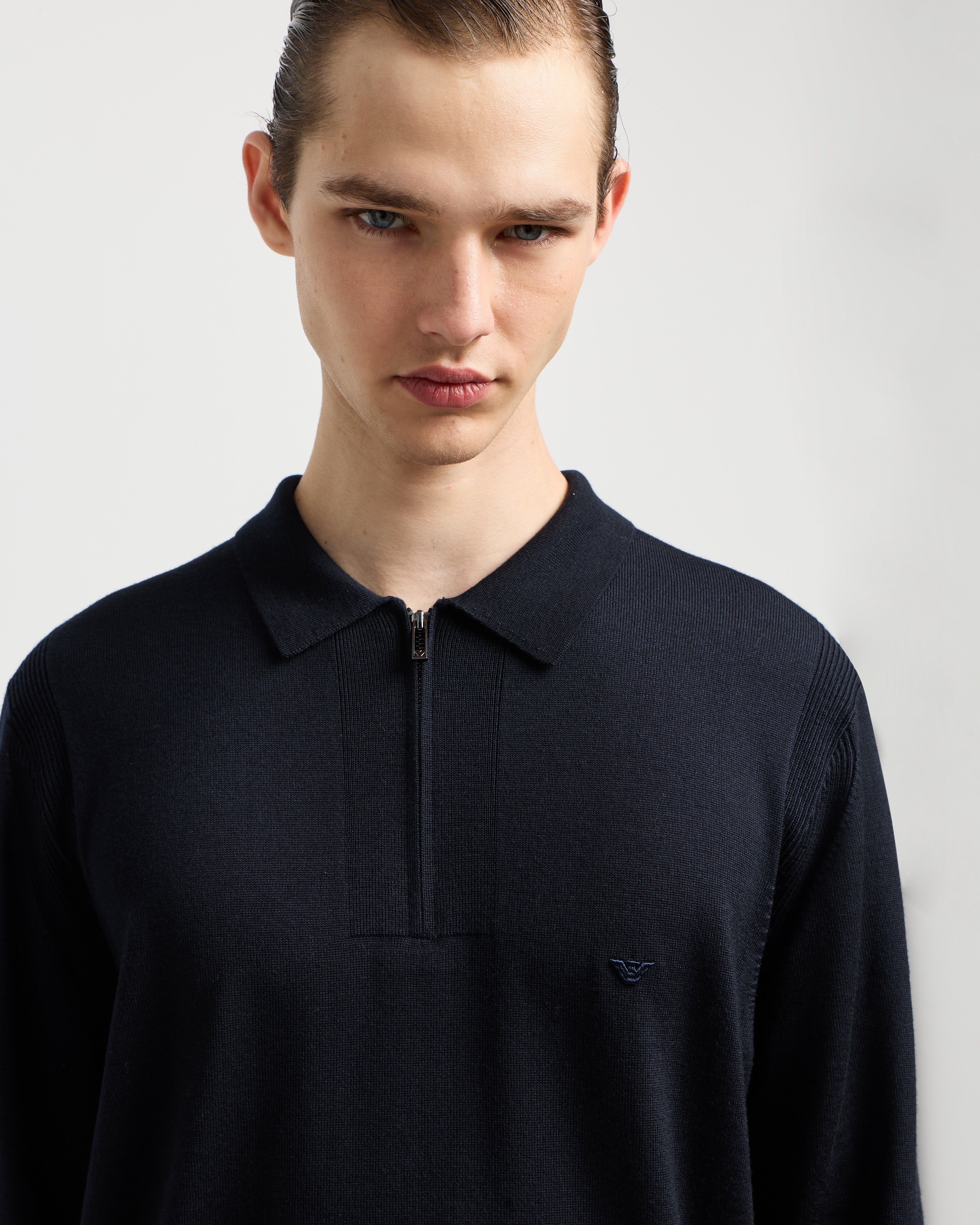 Emporio Armani Knitted Polo Virgin Wool