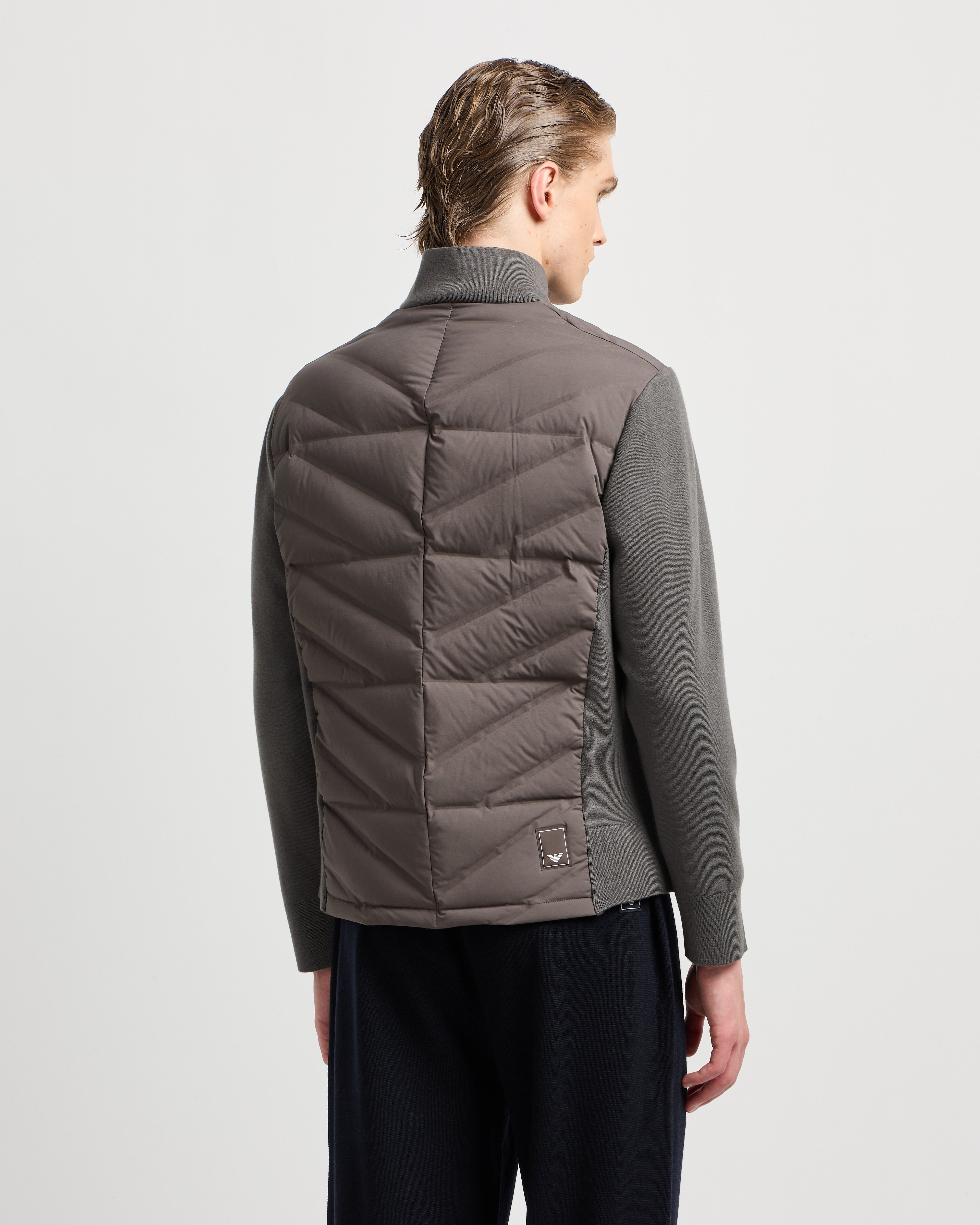 Emporio Armani Travel Essentials Jacket Full Zip Down With Knit Sleeves